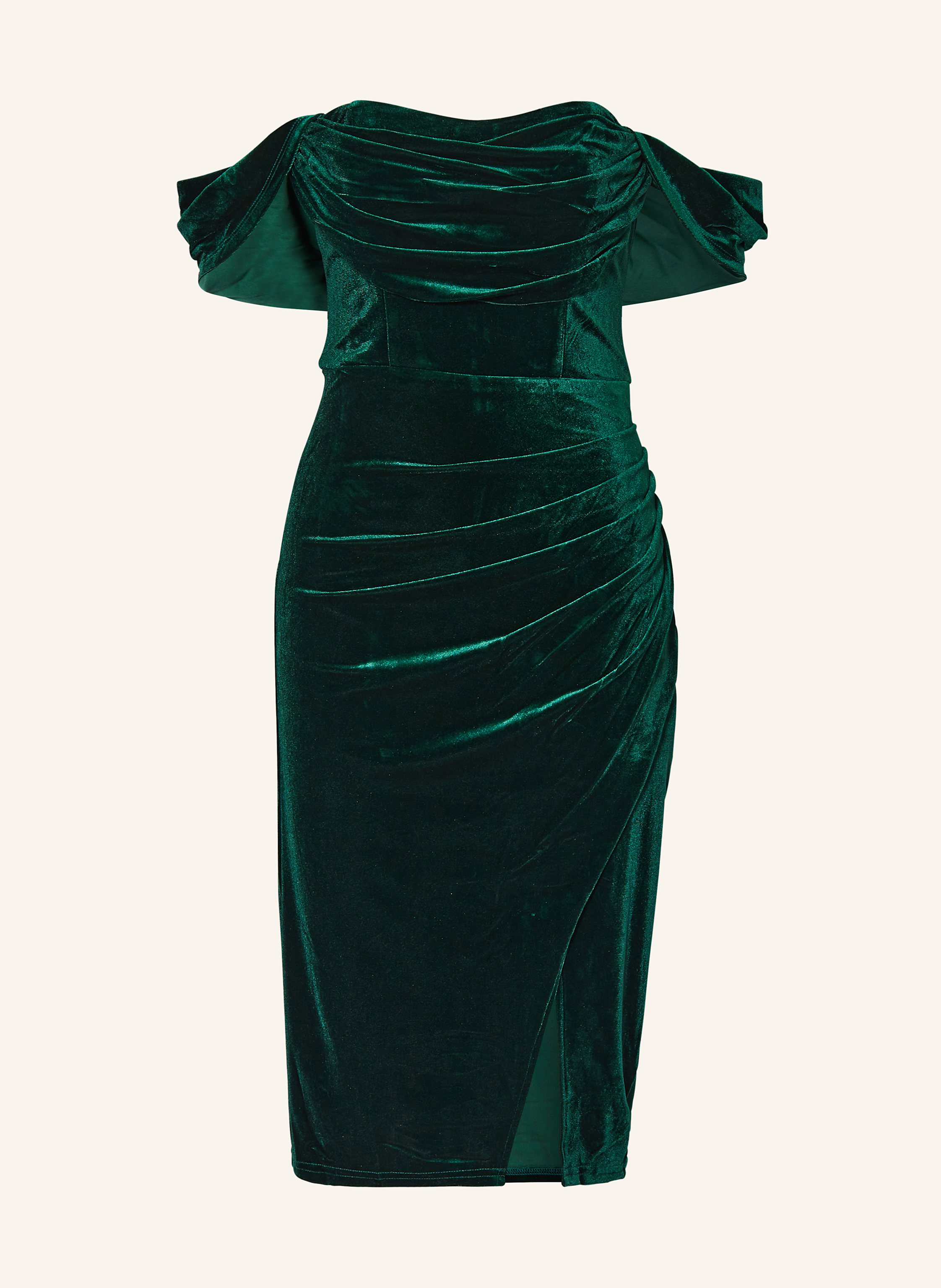 Green velvet off shoulder dress clearance