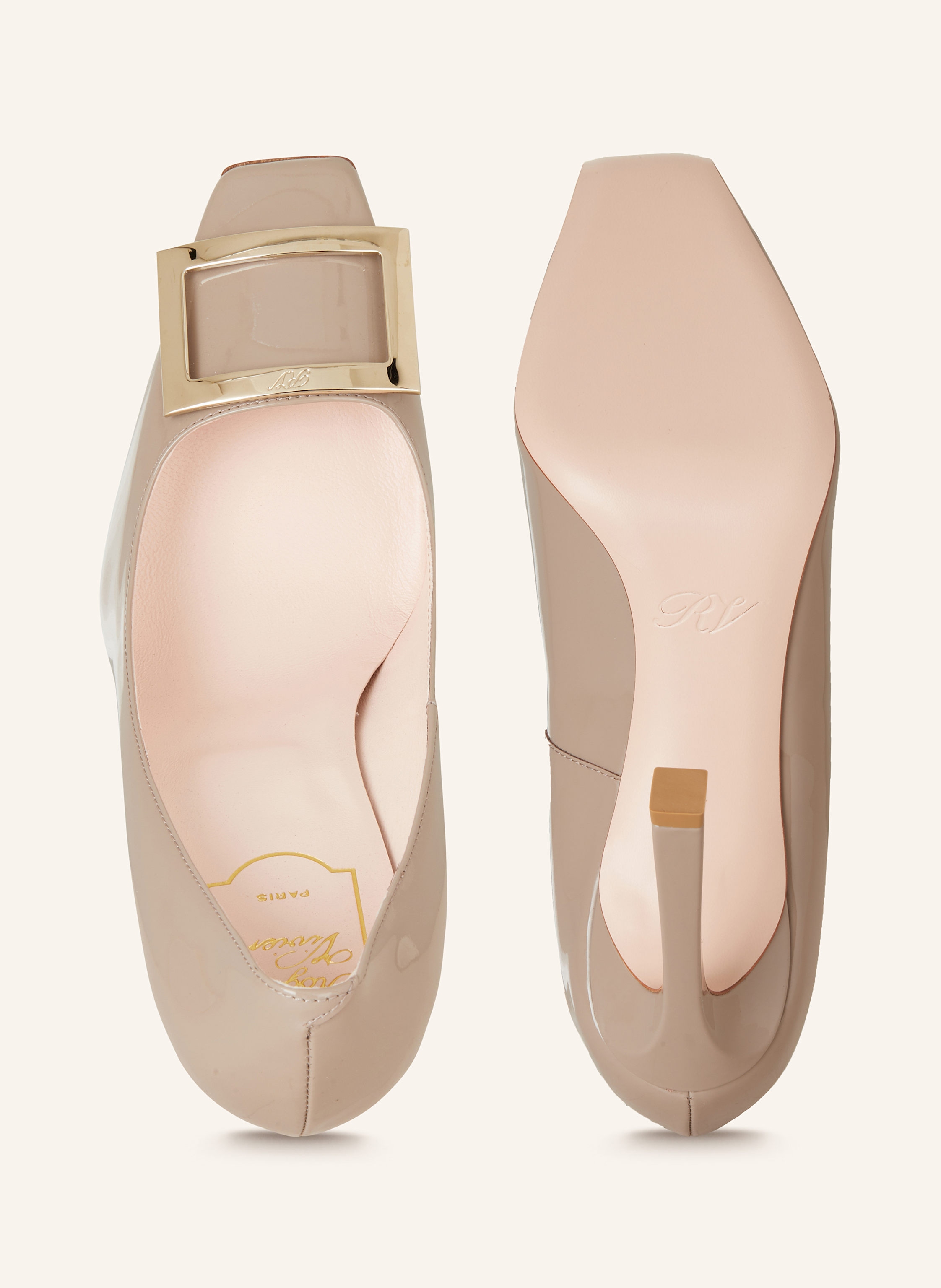 Thumbnail - Roger Vivier Lack-Pumps Trompette beige