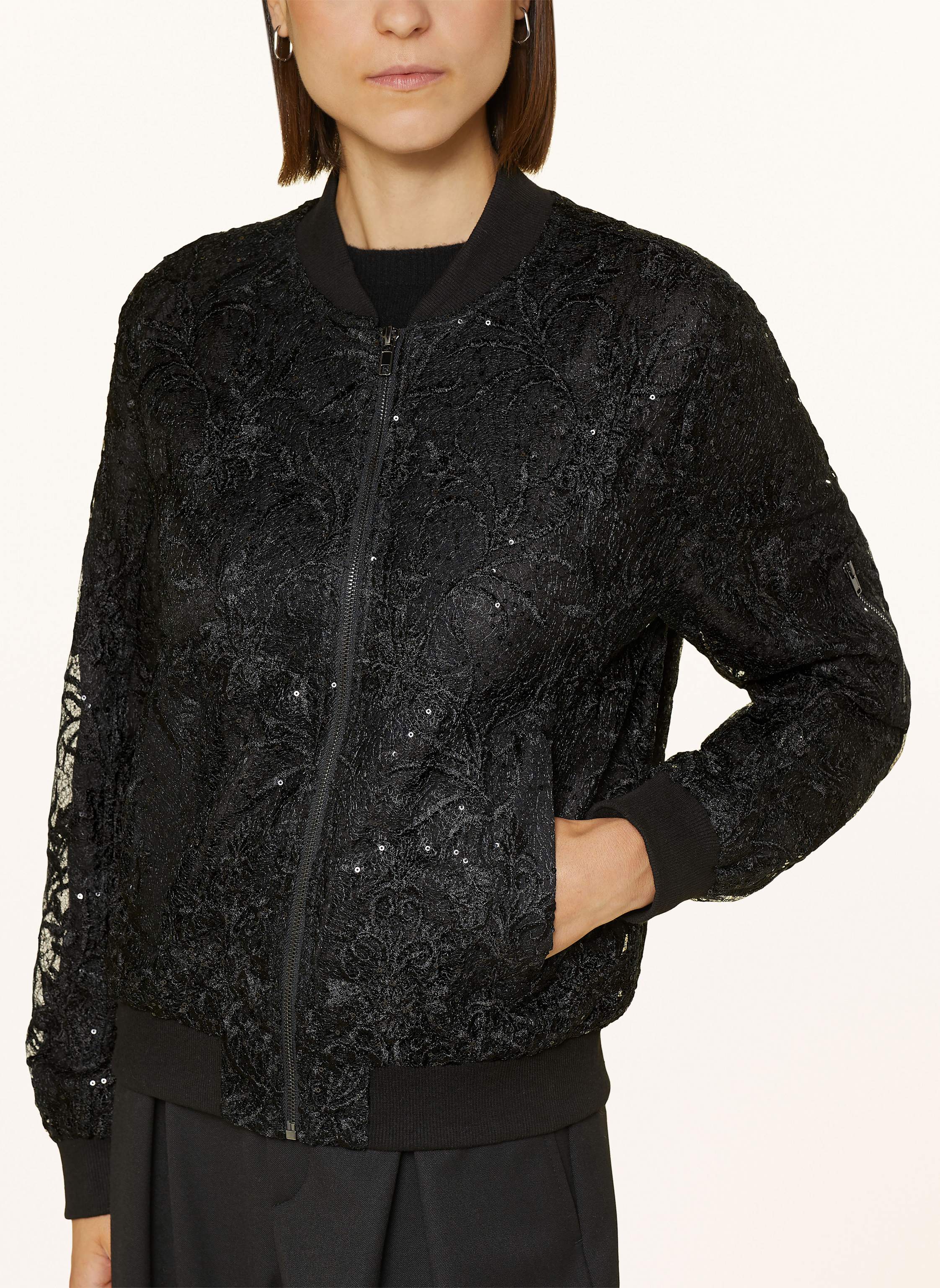 Thumbnail - Darling Harbour Blouson Aus Spitze Mit Pailletten schwarz