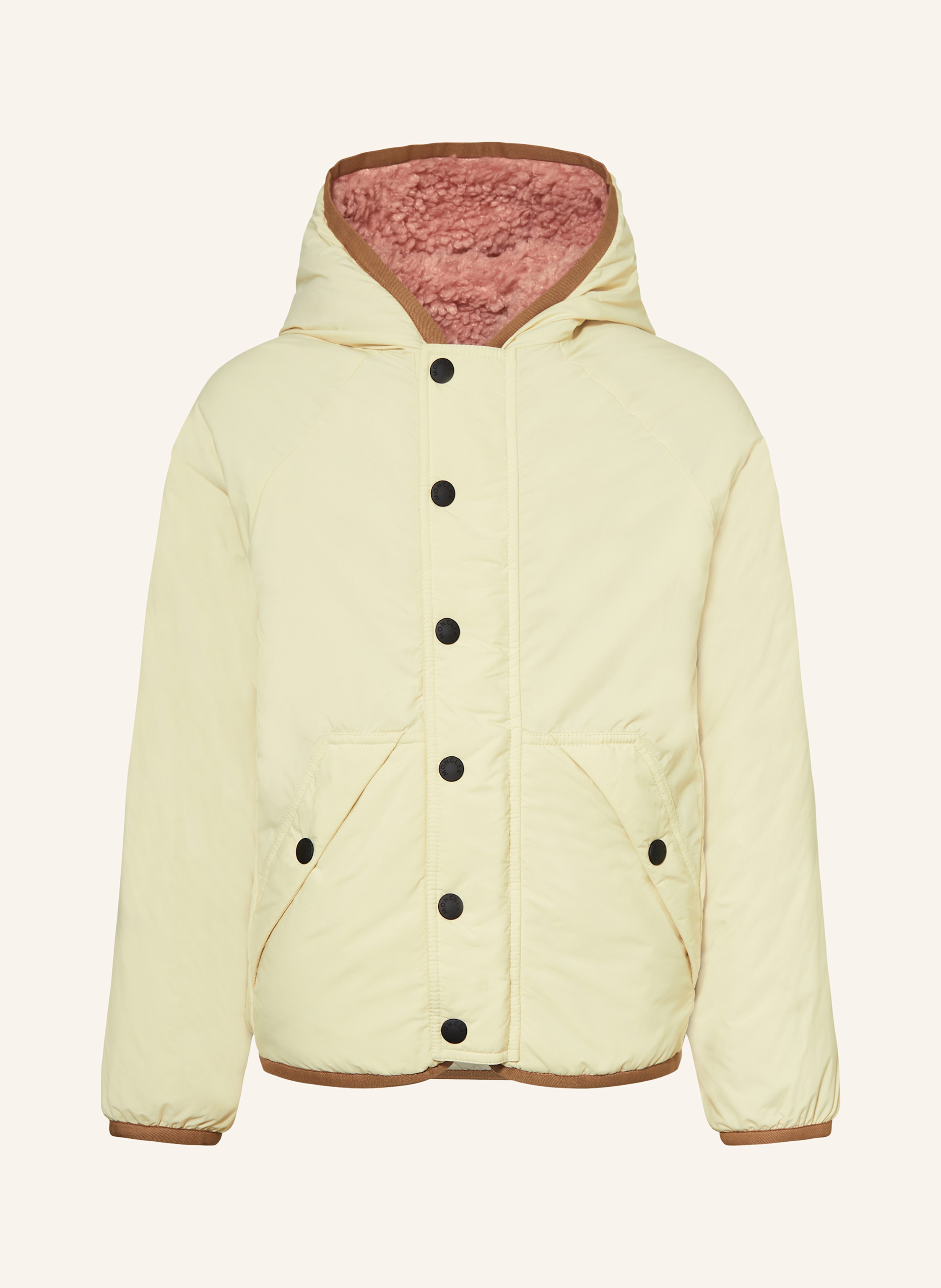 Thumbnail - Moncler Enfant Teddyfell-Jacke Zum Wenden rosa