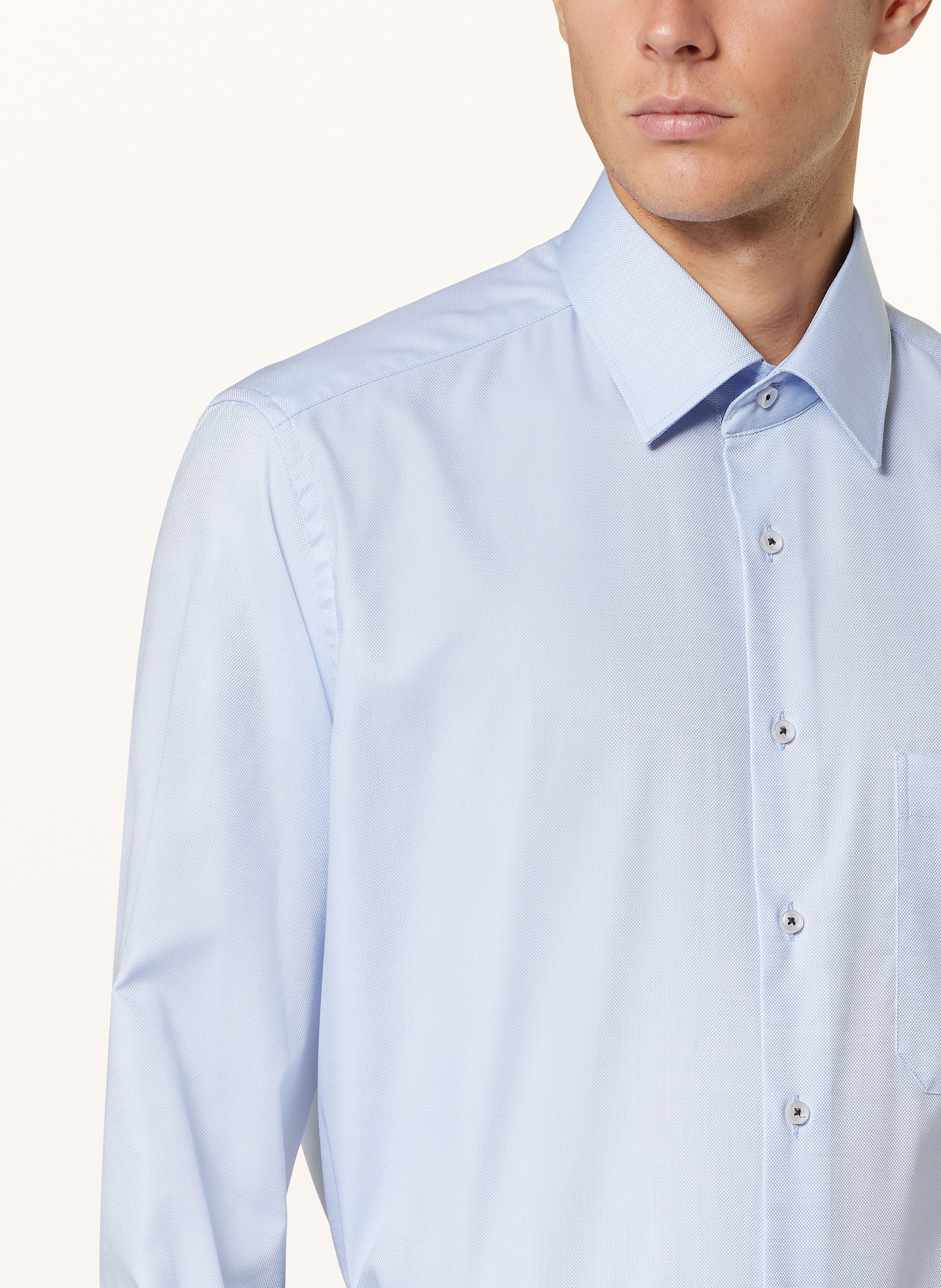 Thumbnail - Eterna Piqué-Hemd Comfort Fit blau