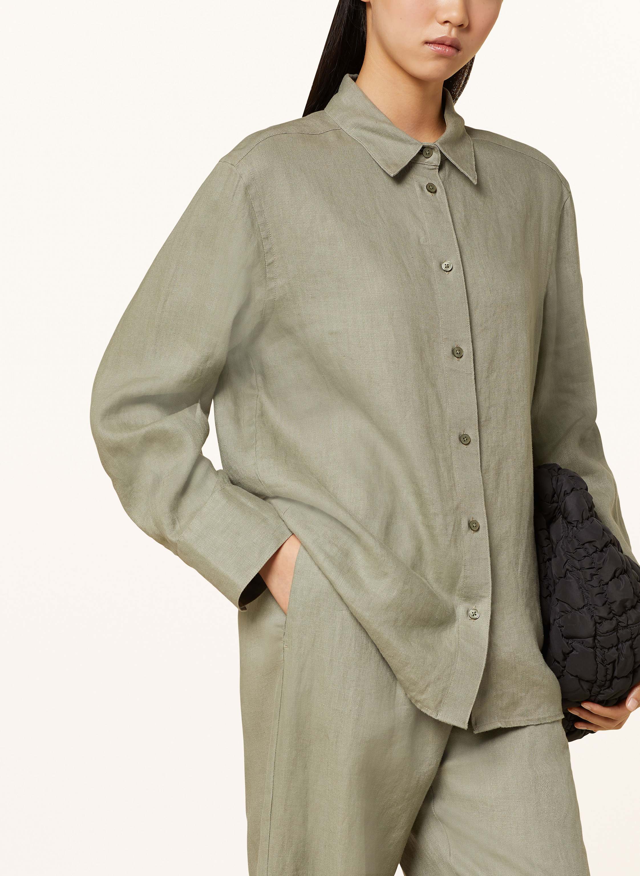 Thumbnail - Samsøe  Samsøe Hemdbluse Sanot Aus Leinen gruen