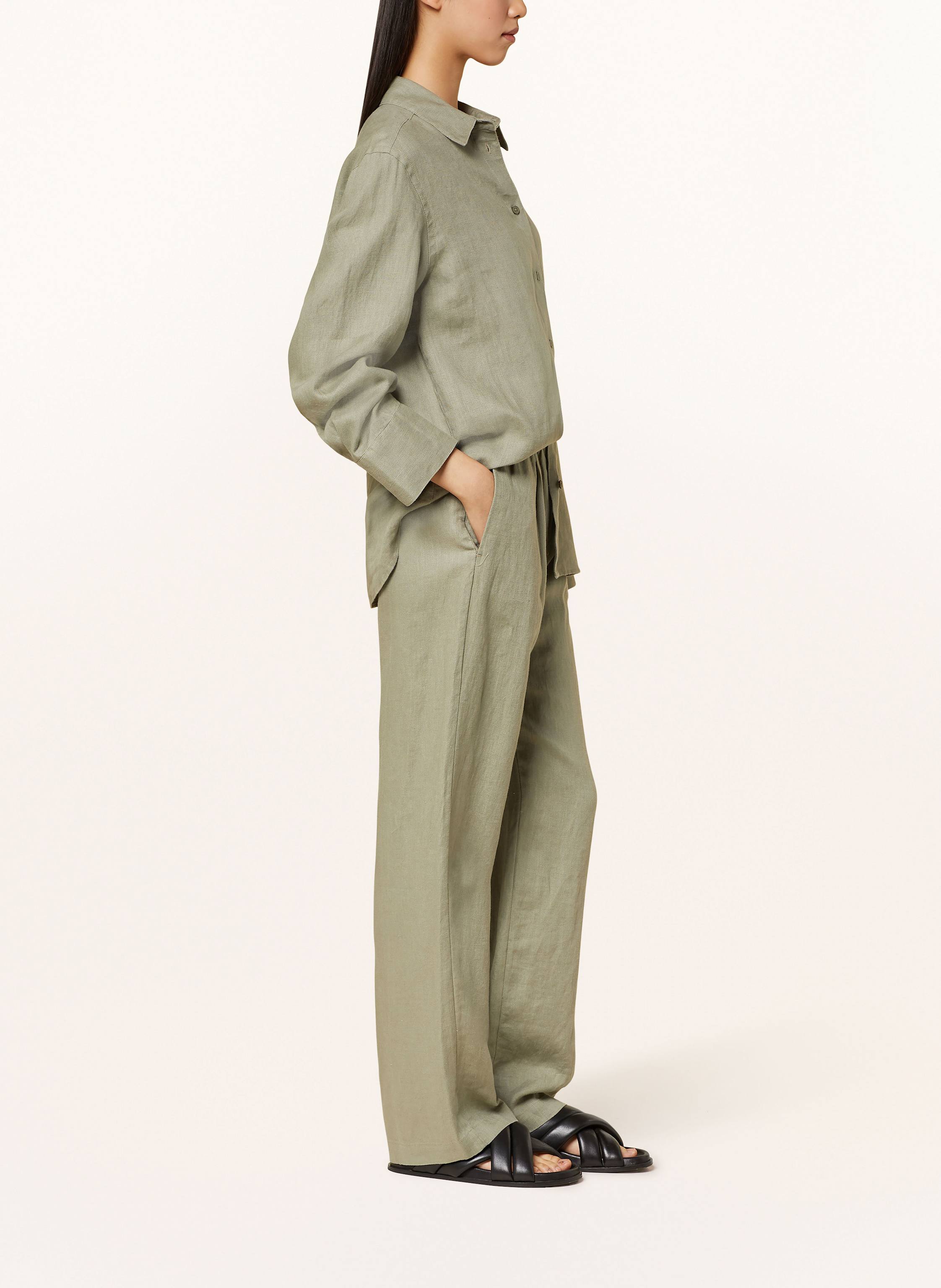 Thumbnail - Samsøe  Samsøe Marlenehose Satove Aus Leinen gruen