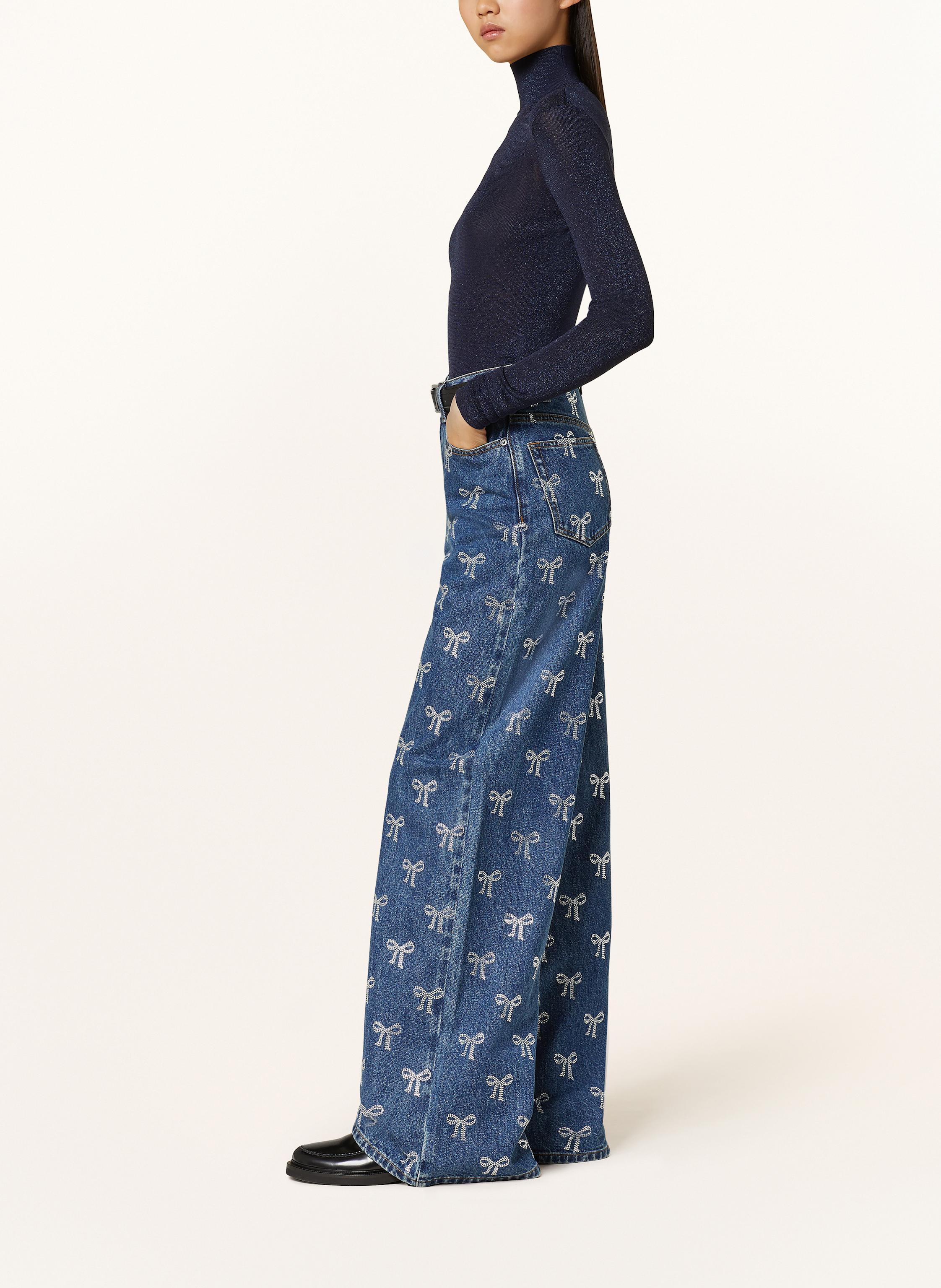 Thumbnail - Self-Portrait Straight Jeans Mit Schmucksteinen blau