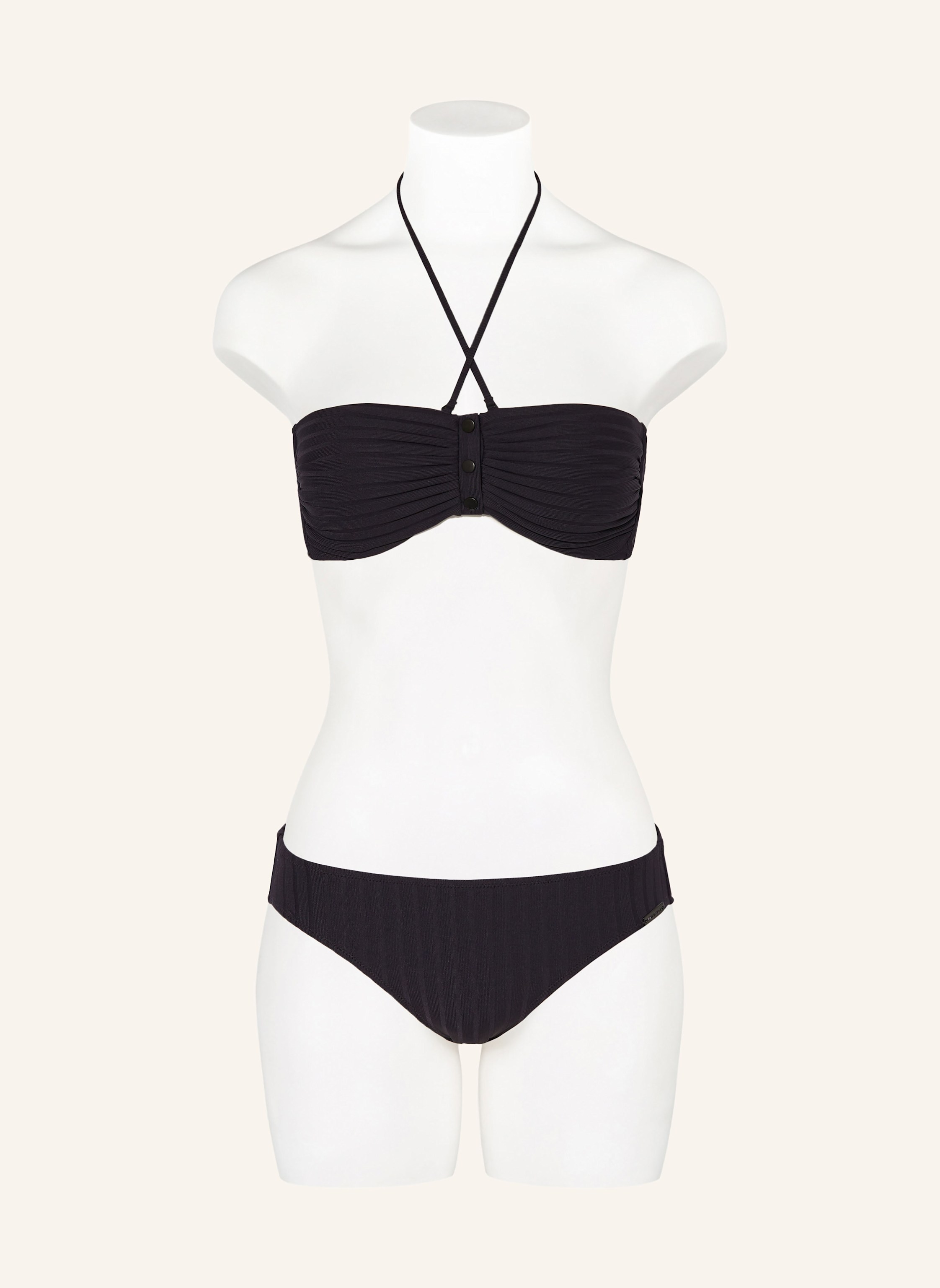 Thumbnail - Watercult Bandeau-Bikini-Top Henley Rib schwarz