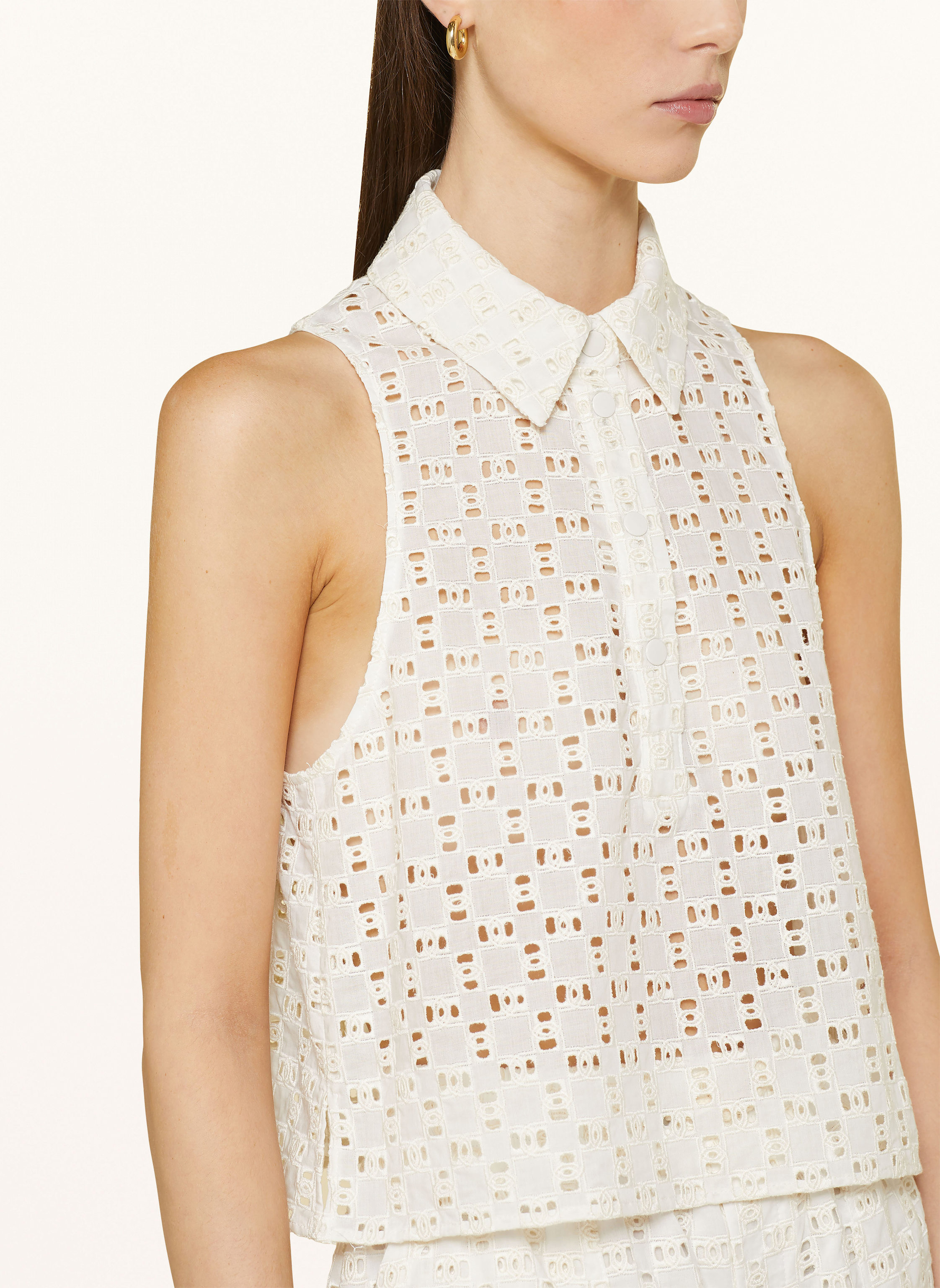 Thumbnail - Drykorn Blusenshirt Shamua Aus Lochspitze weiss