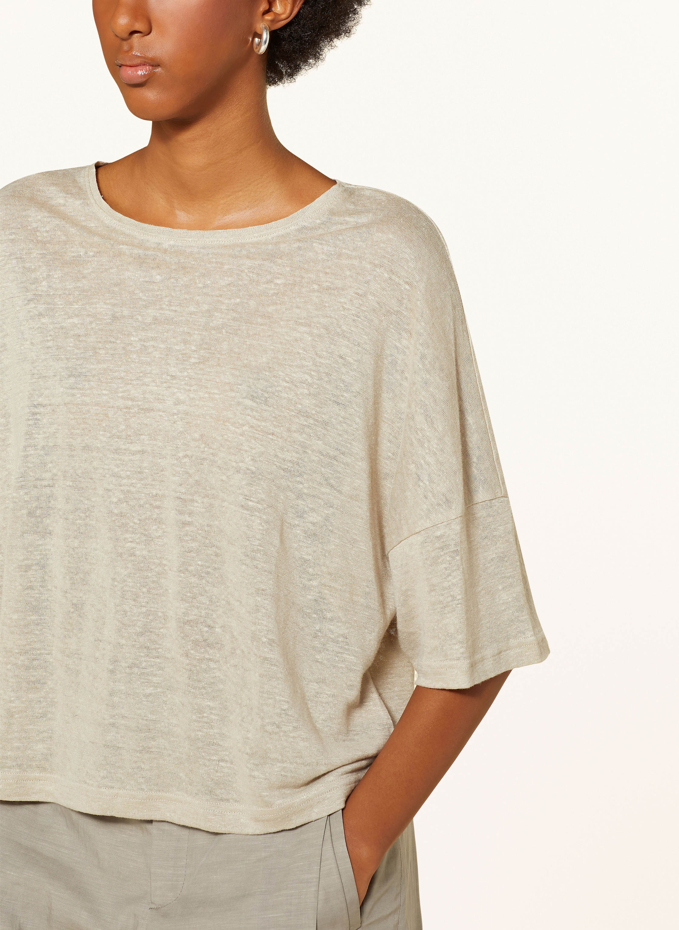 Thumbnail - Drykorn Pullover Kusia Aus Leinen Mit 3/4-Arm beige