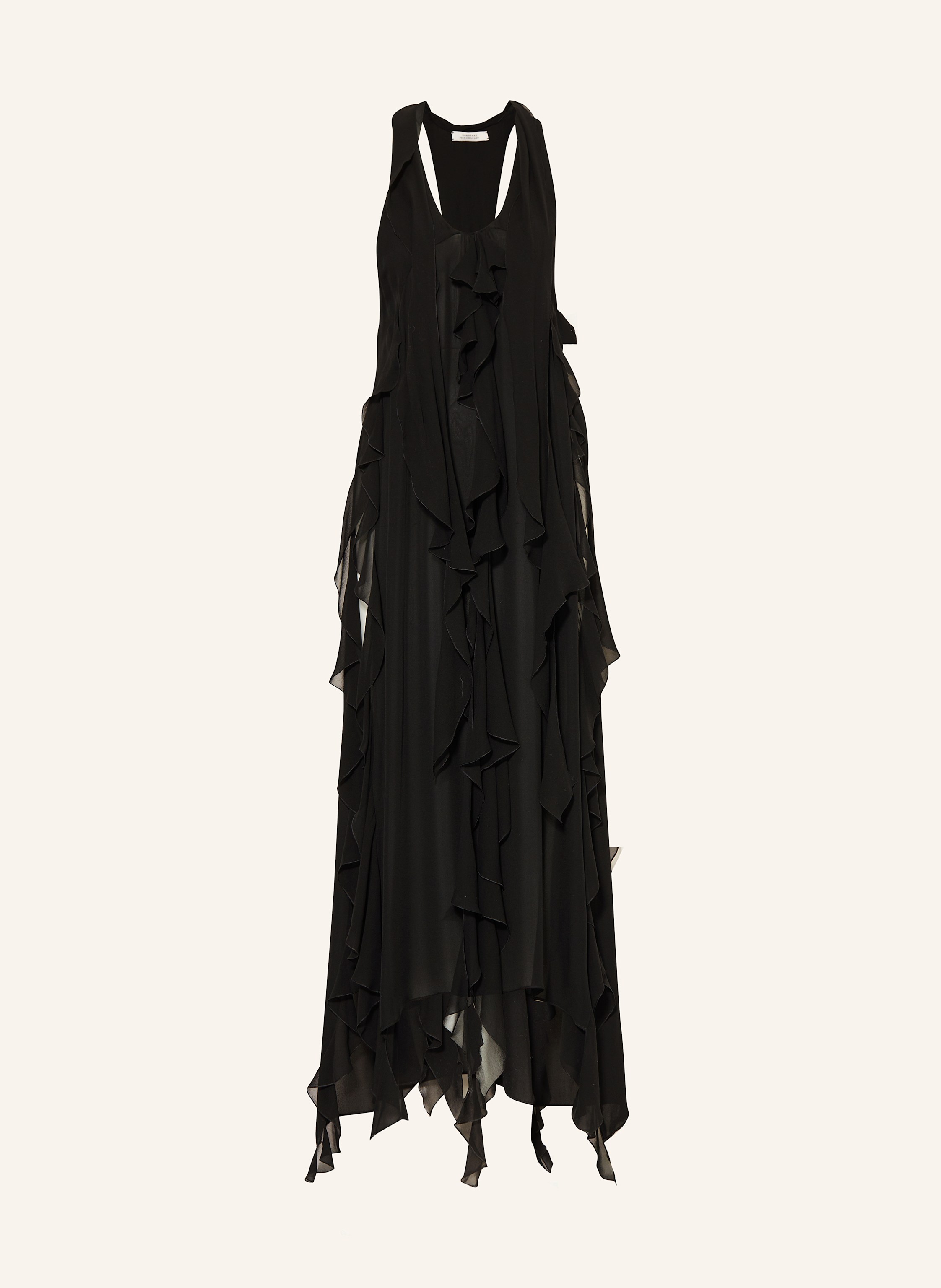 DOROTHEE SCHUMACHER SHEER TWIST I dress with frills in black