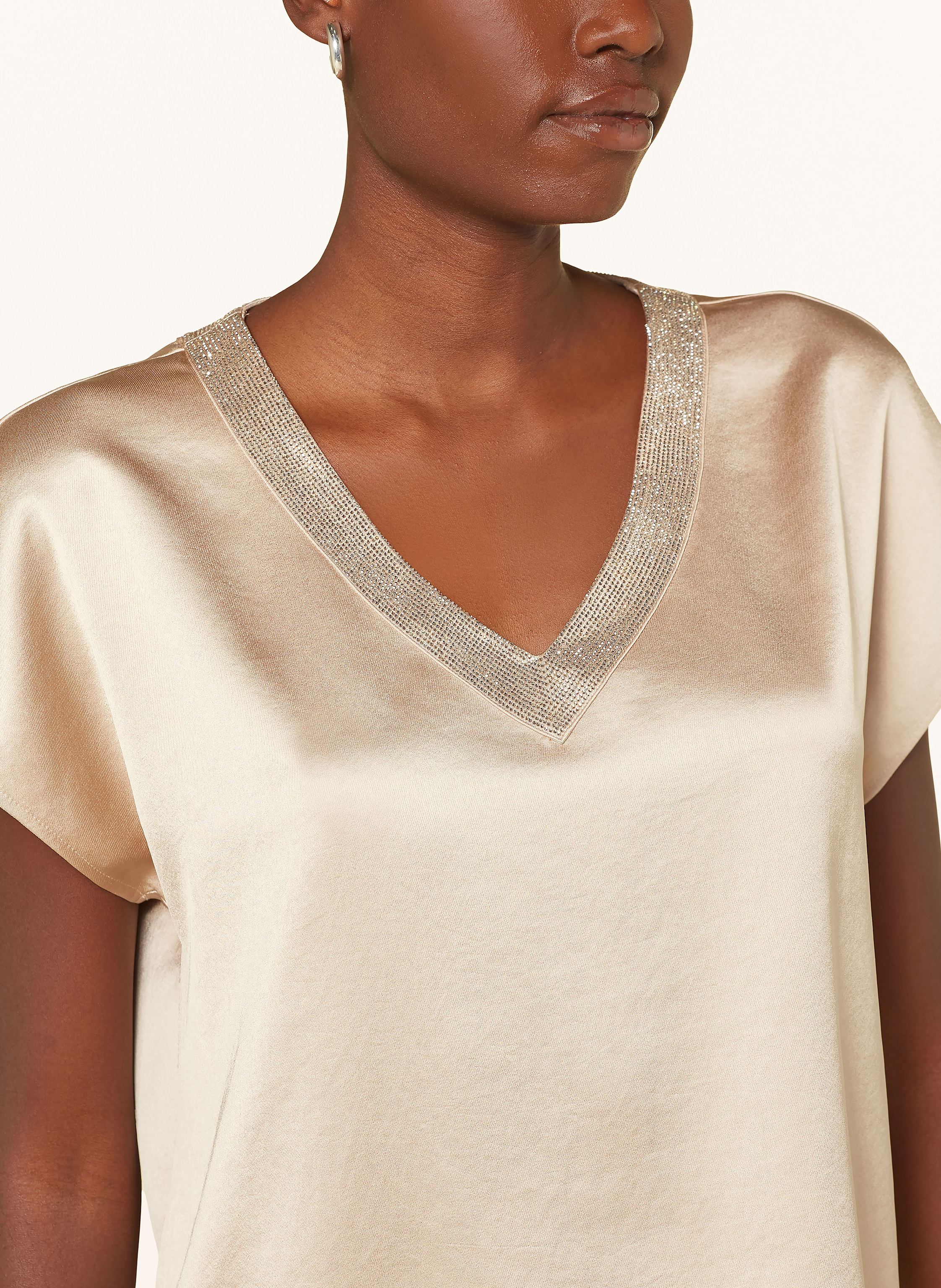 Thumbnail - Marc Aurel Blusenshirt Aus Satin Mit Schmucksteinen beige