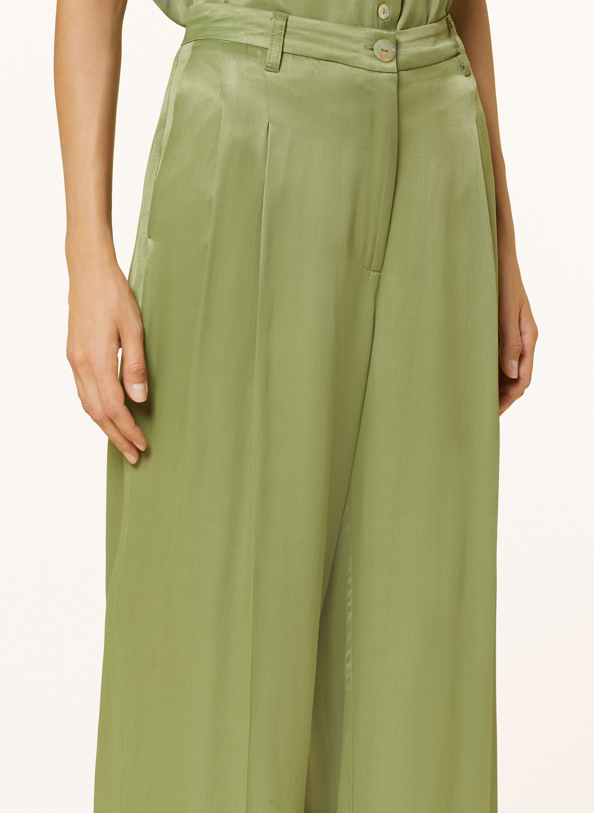 Thumbnail - Beaumont Marlenehose James Aus Satin gruen