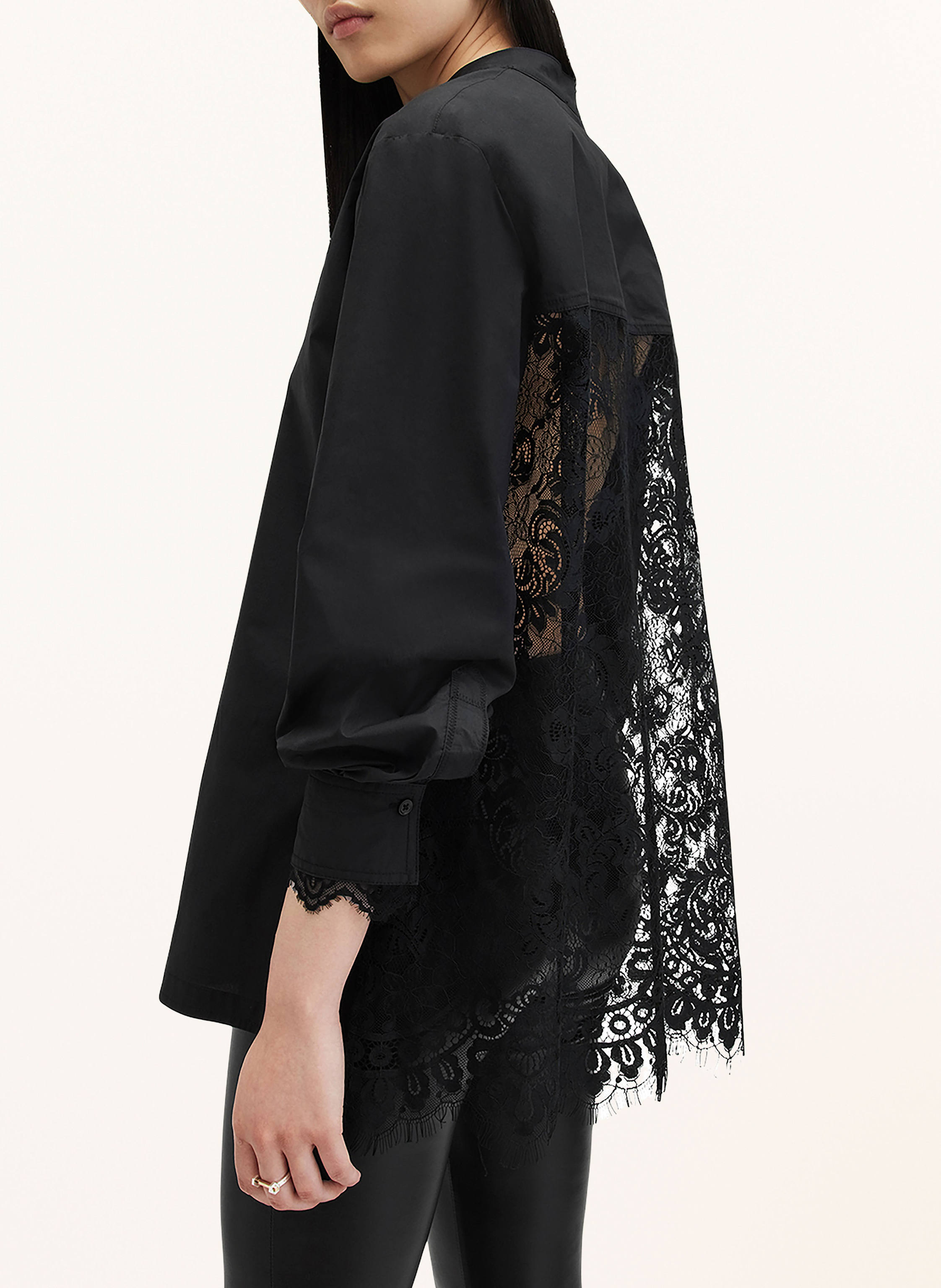 Thumbnail - Allsaints Bluse Ethel Mit Spitze schwarz