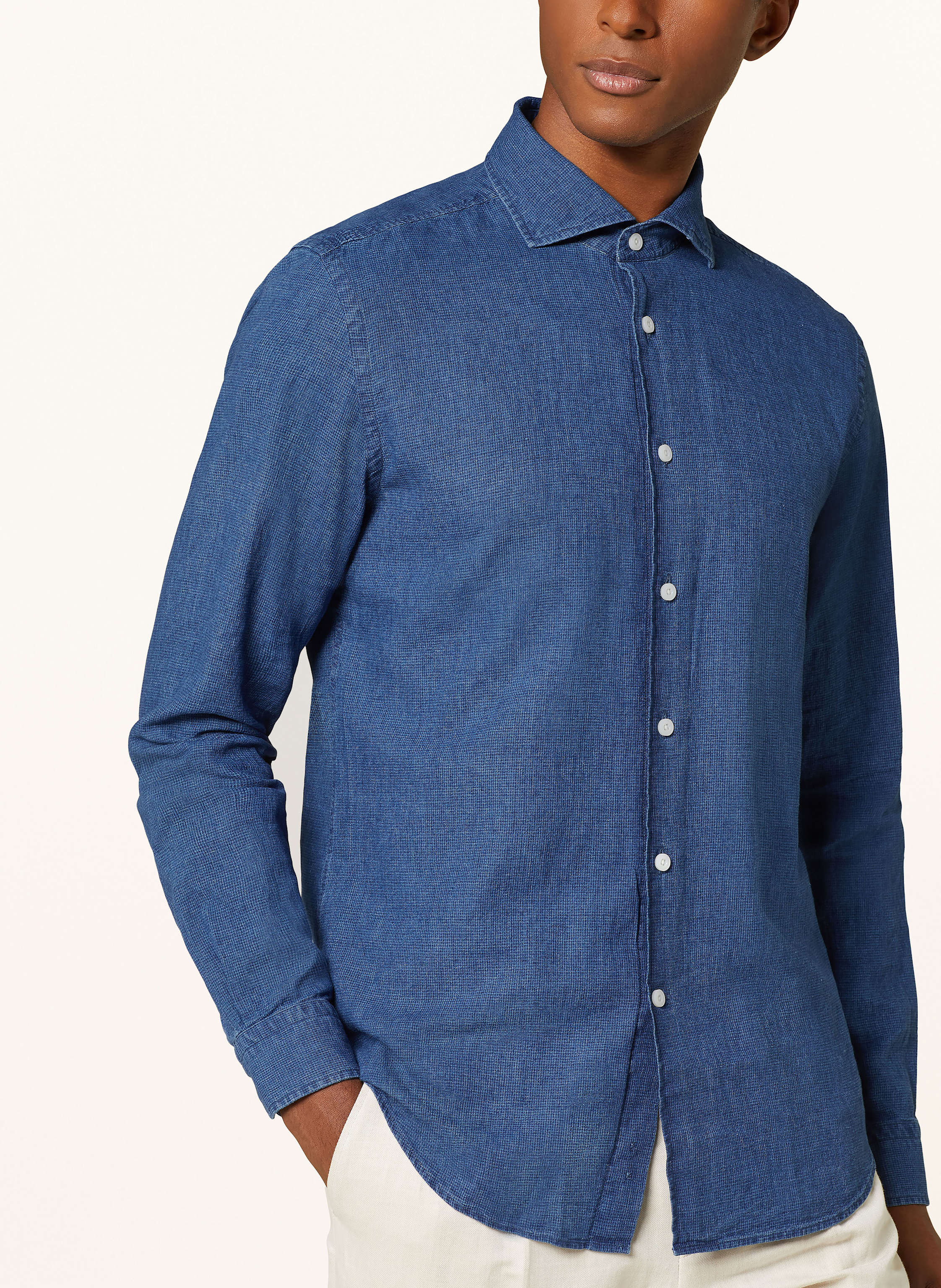 Thumbnail - Reiss Hemd Delta Regular Fit Mit Leinen blau