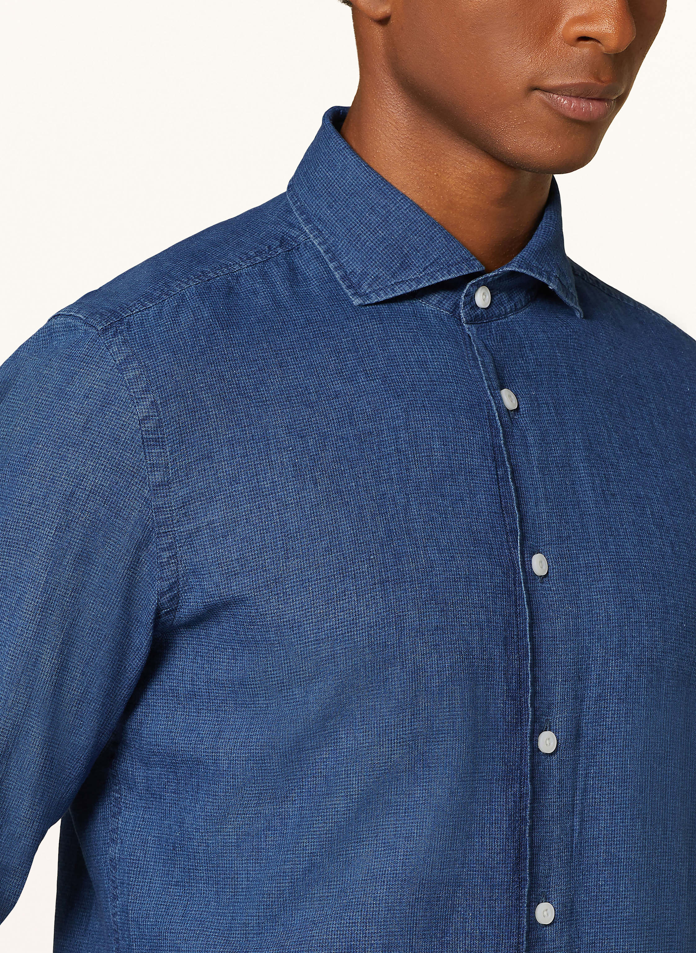 Thumbnail - Reiss Hemd Delta Regular Fit Mit Leinen blau