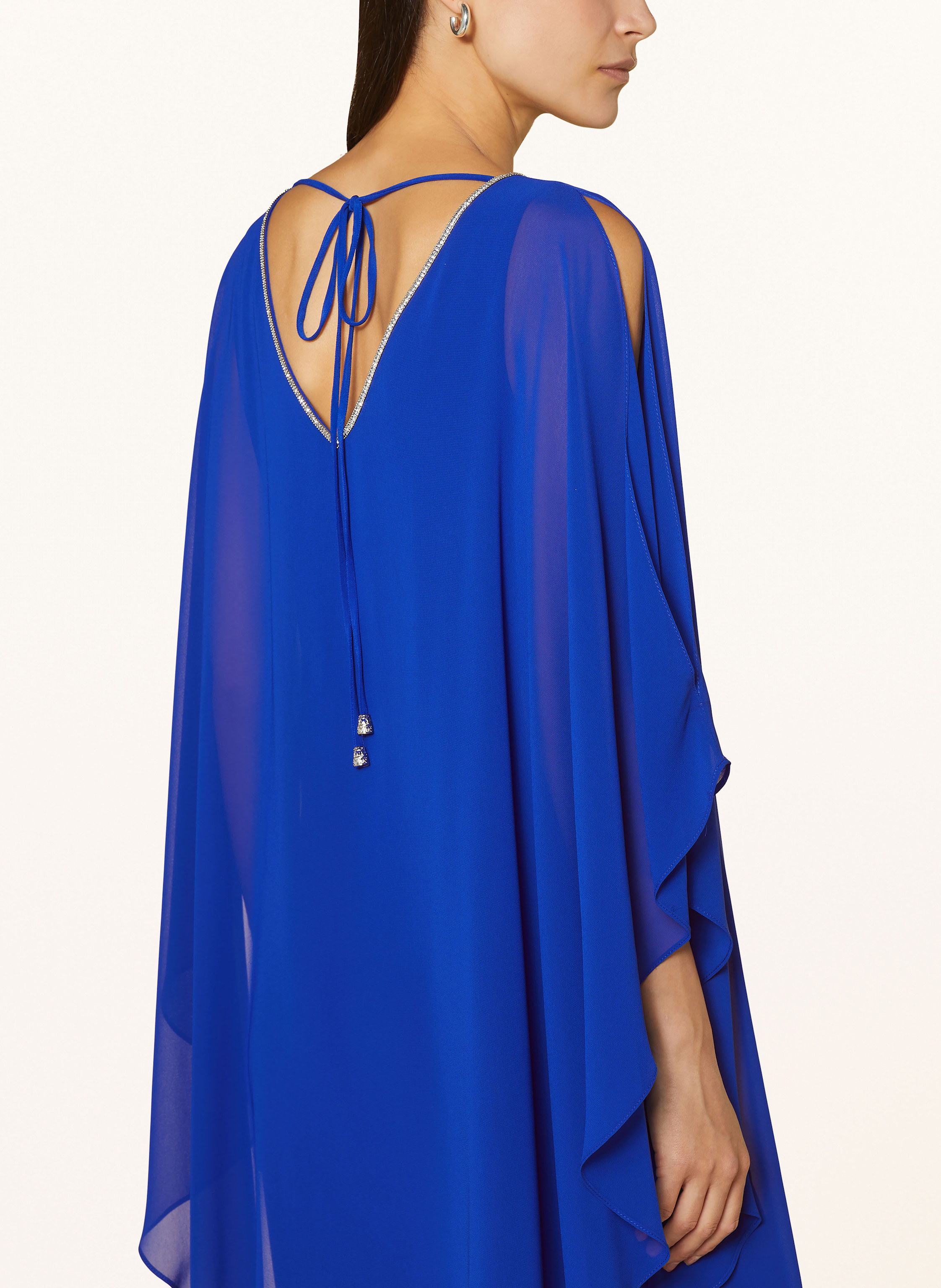 Thumbnail - Joseph Ribkoff Signature Cocktailkleid Im Materialmix Mit Schmucksteinen blau
