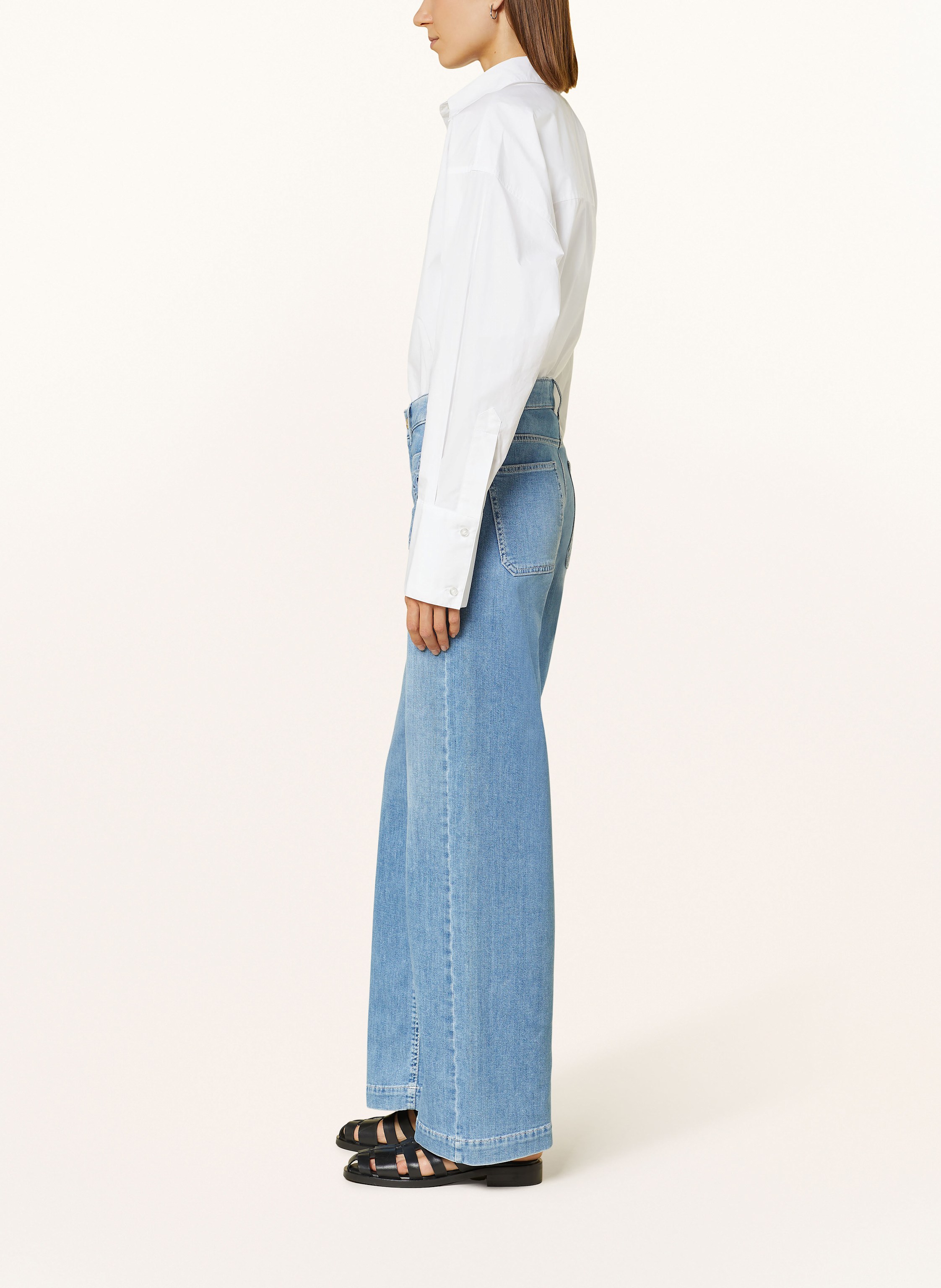 Thumbnail - Cambio Wide Leg Jeans Ada Mit Lochspitze blau