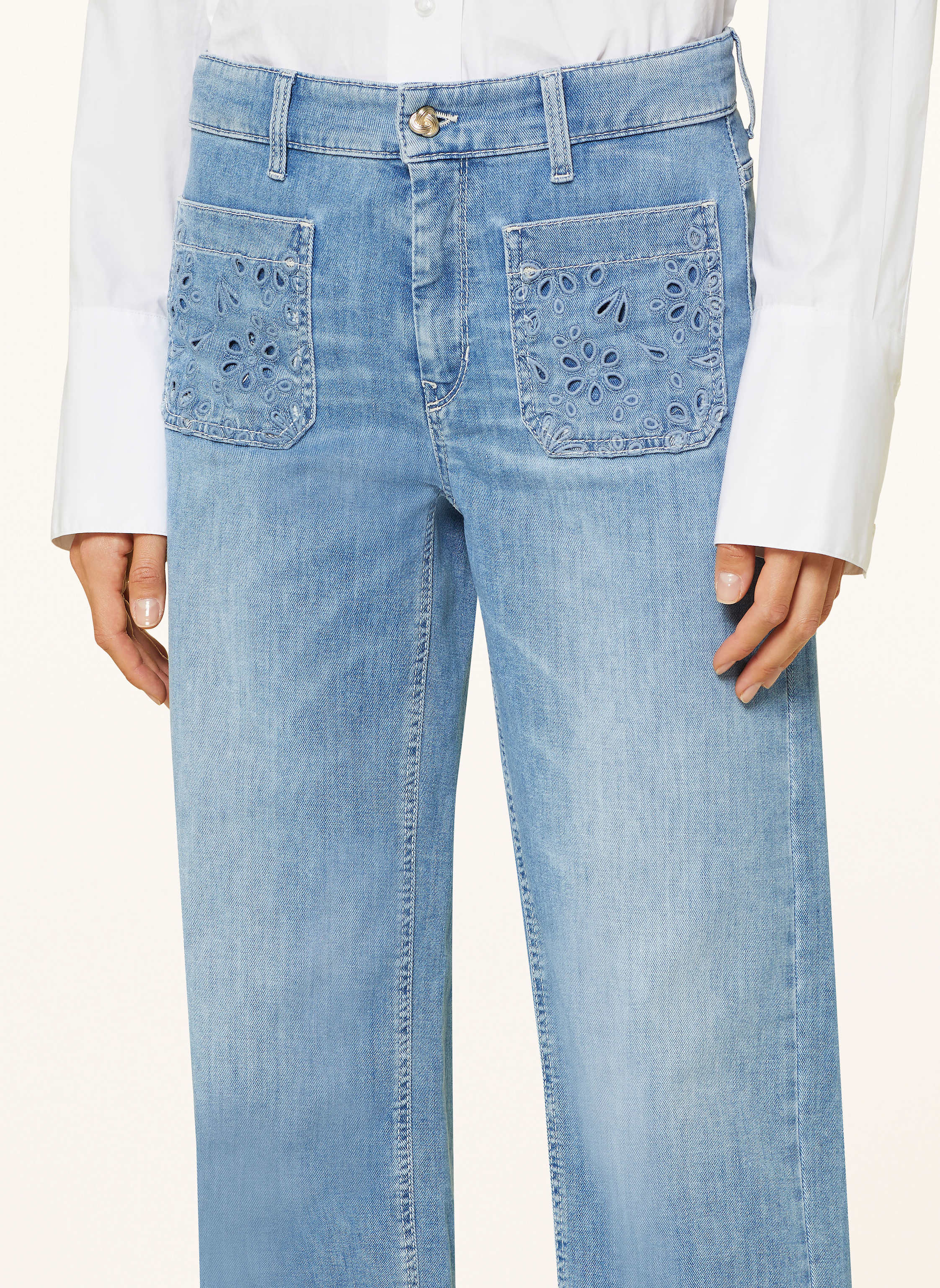 Thumbnail - Cambio Wide Leg Jeans Ada Mit Lochspitze blau