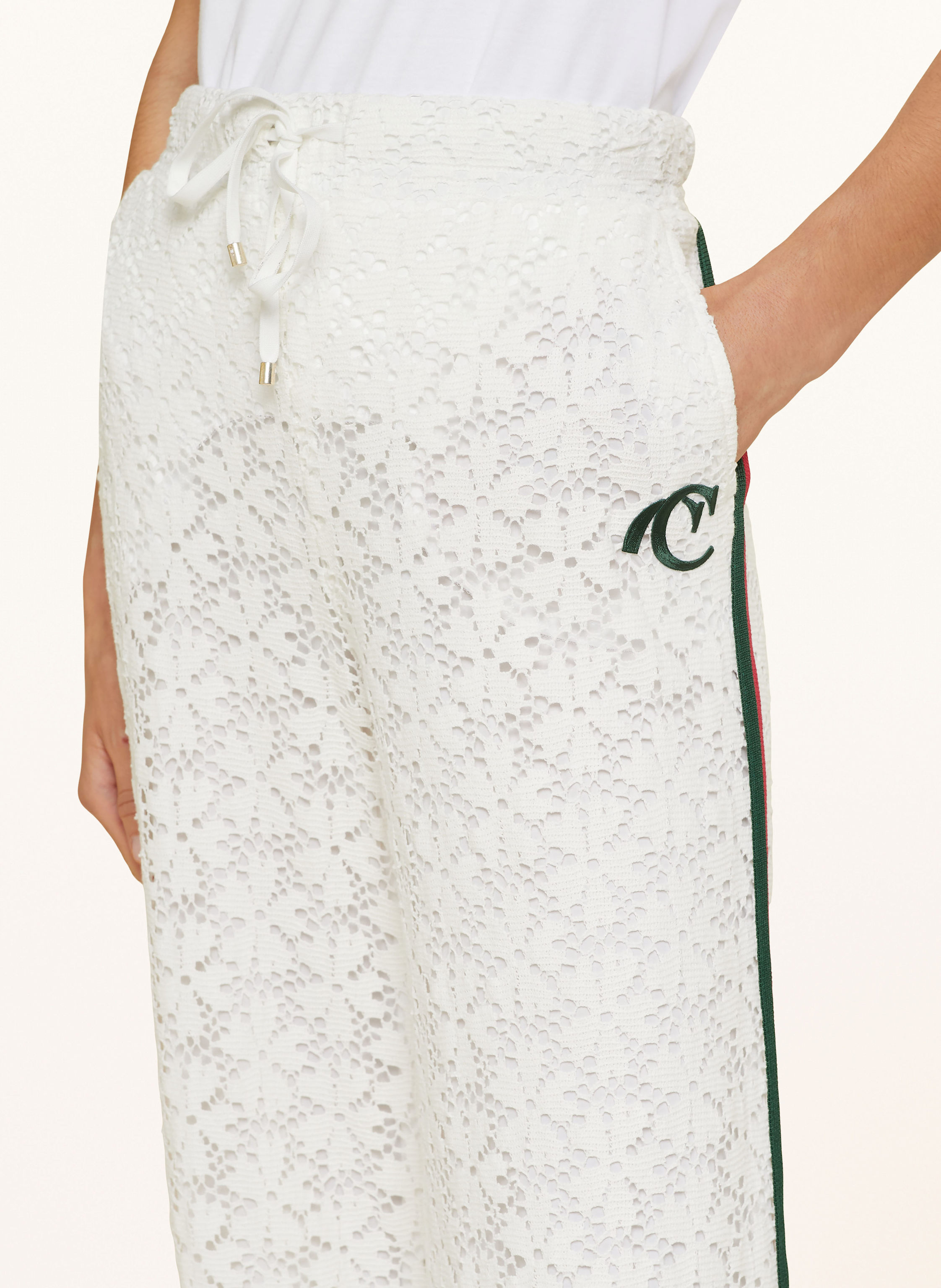 Thumbnail - Cambio Marlenehose Avril Aus Spitze weiss