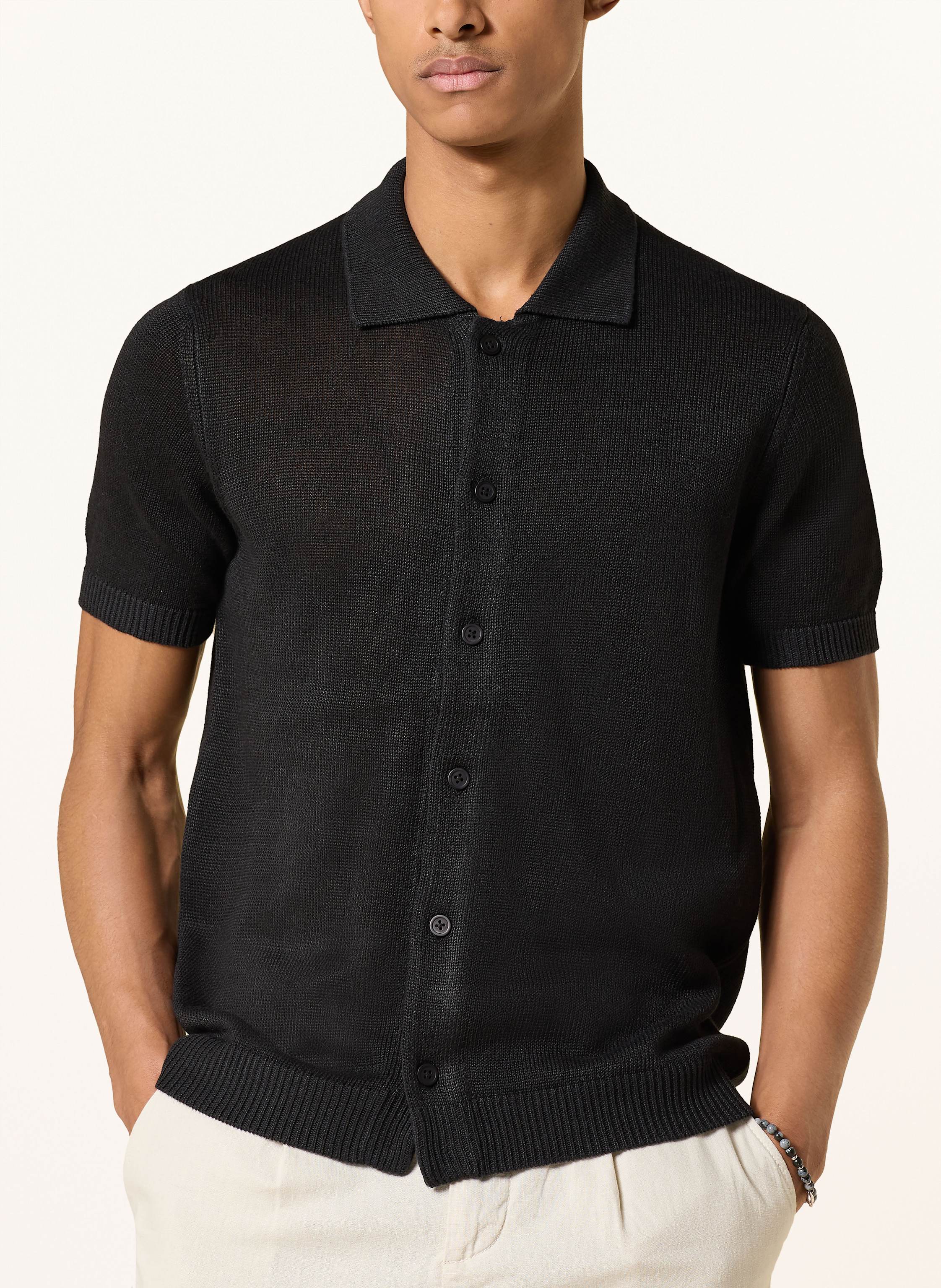 Thumbnail - Paul Strickhemd Comfort Fit Aus Leinen schwarz