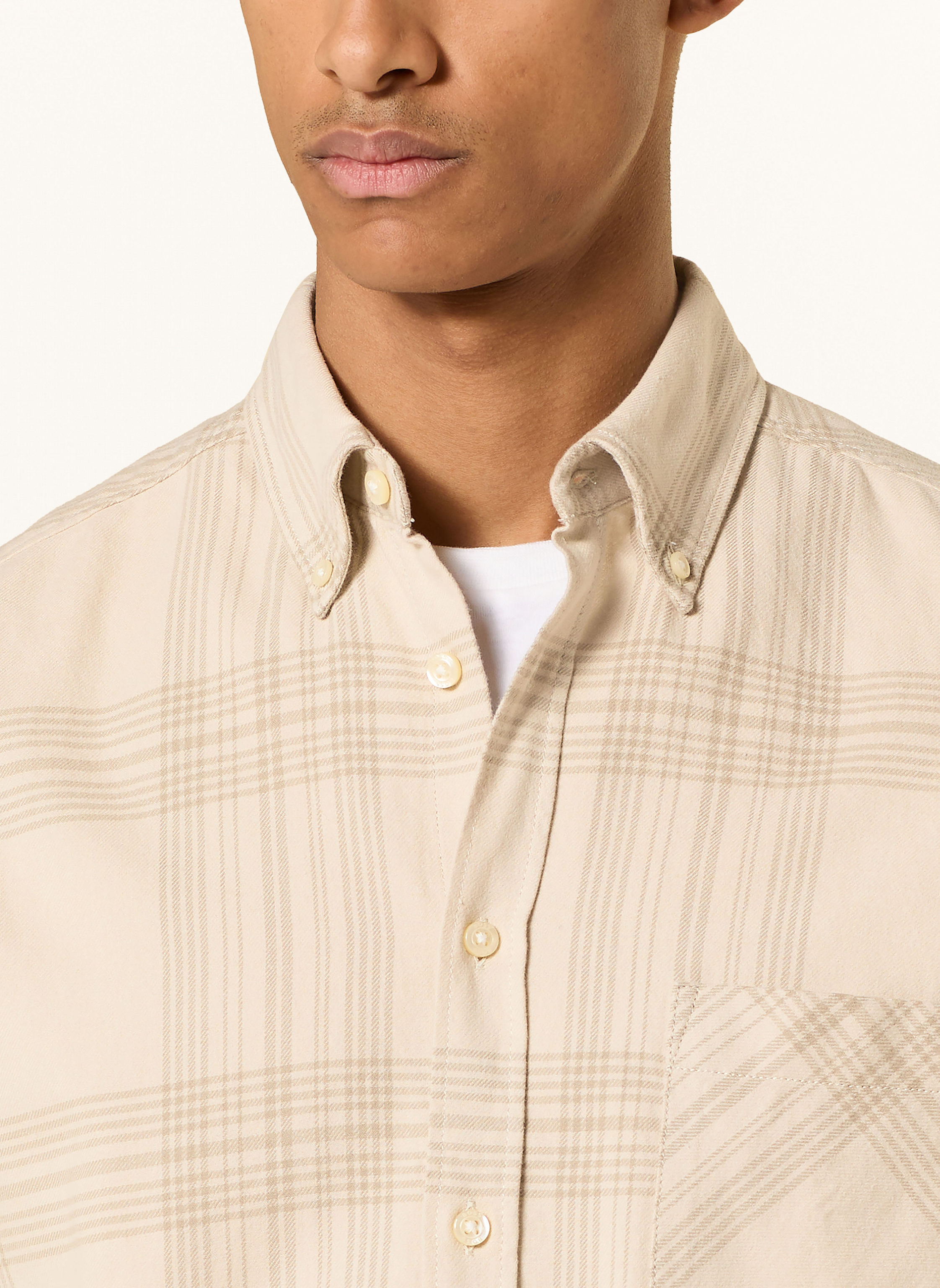 Thumbnail - Boss Flanellhemd Rickert Regular Fit beige