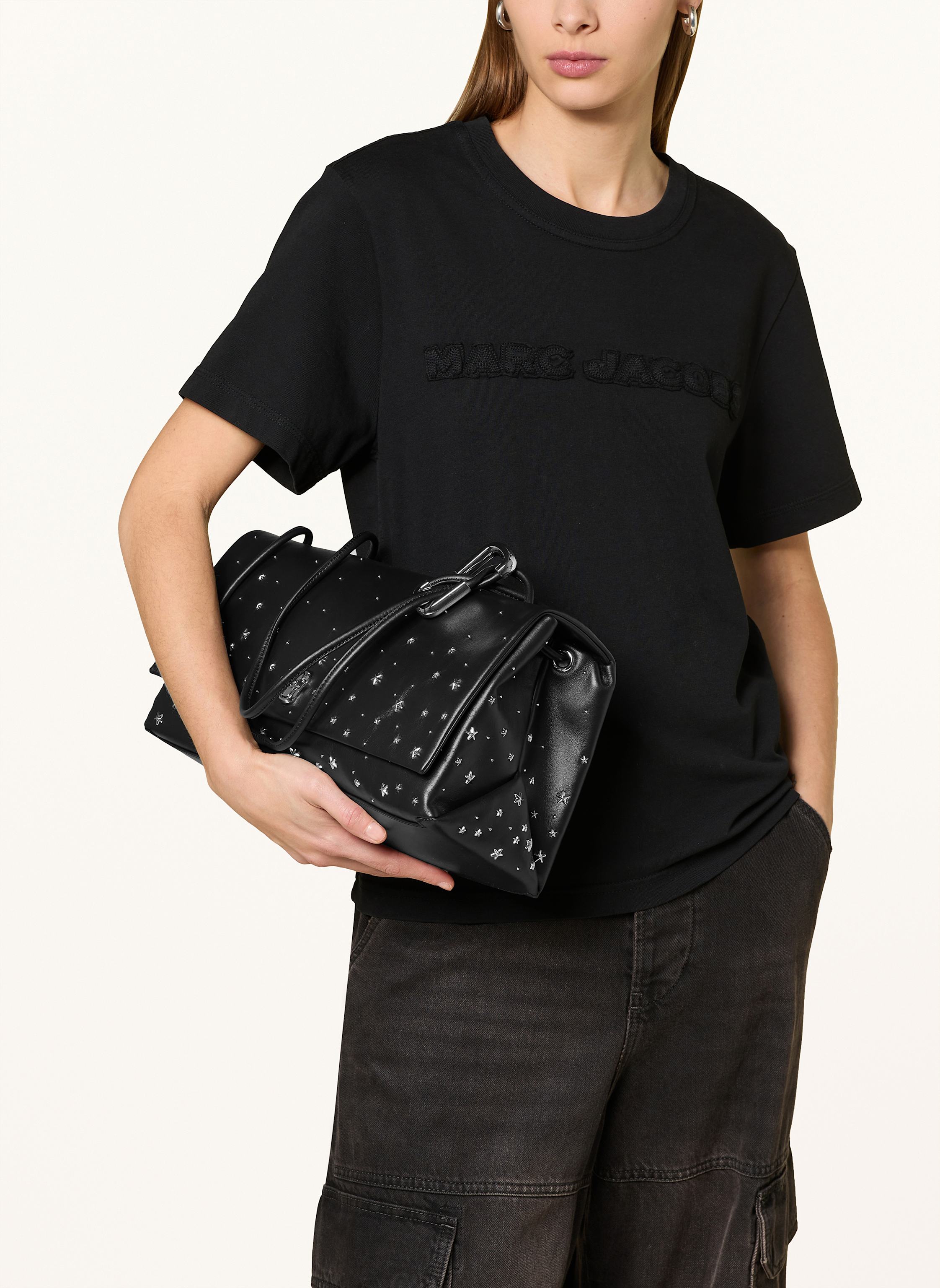Thumbnail - Marc Jacobs Schultertasche The Big Link Large Mit Nieten schwarz