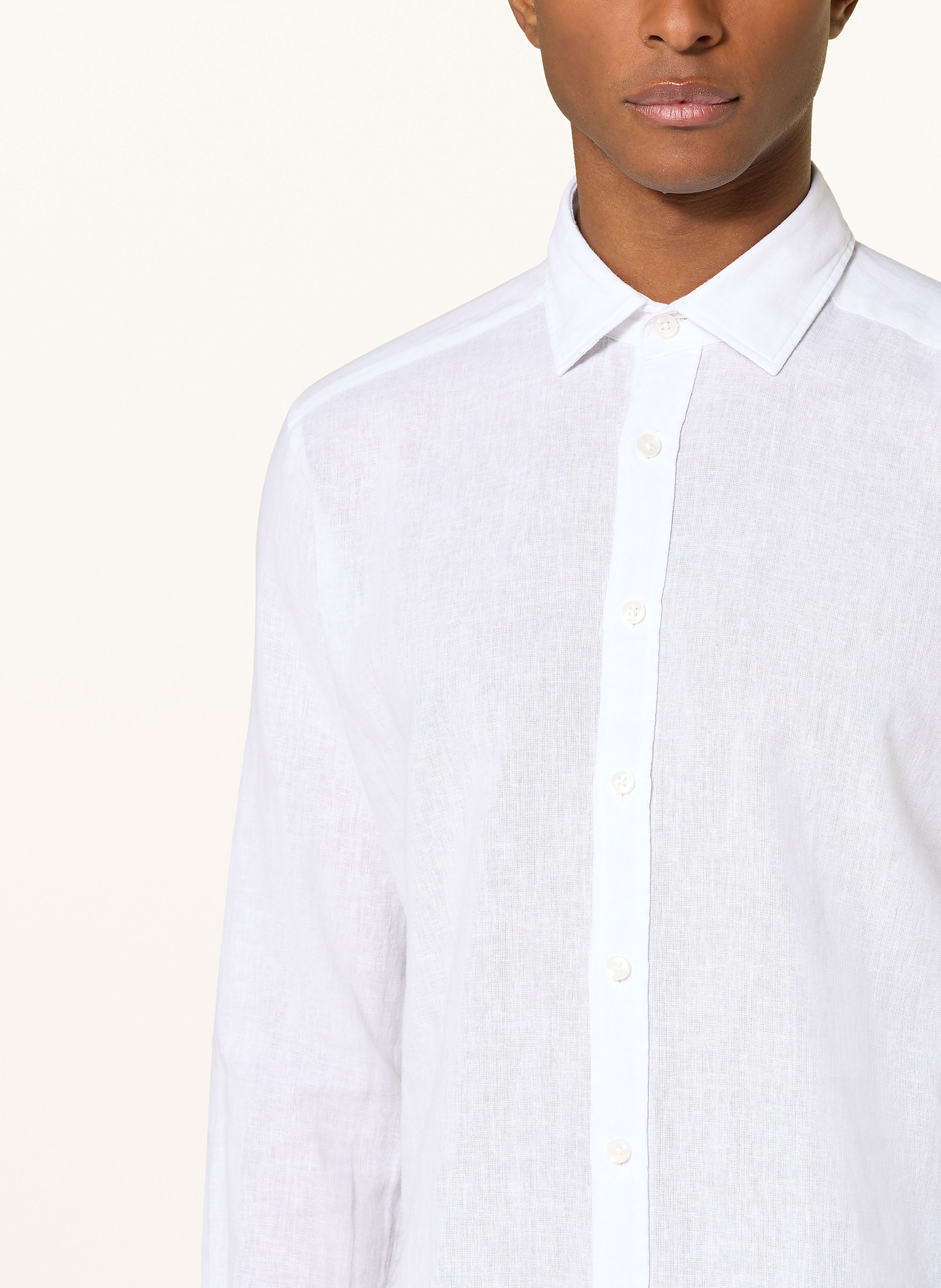 Thumbnail - Strokesman's Hemd Regular Fit Mit Leinen weiss