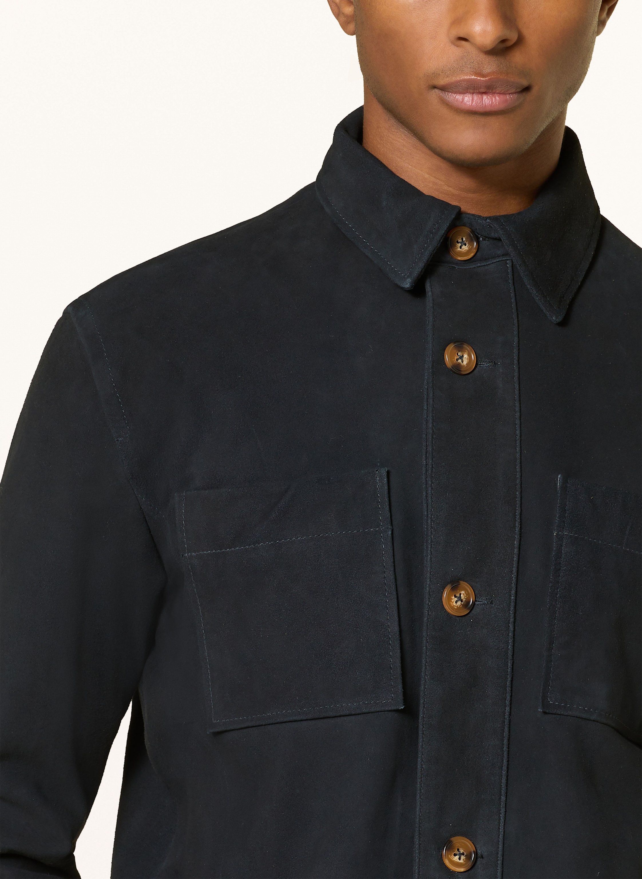 Thumbnail - Strokesman's Leder-Overshirt blau