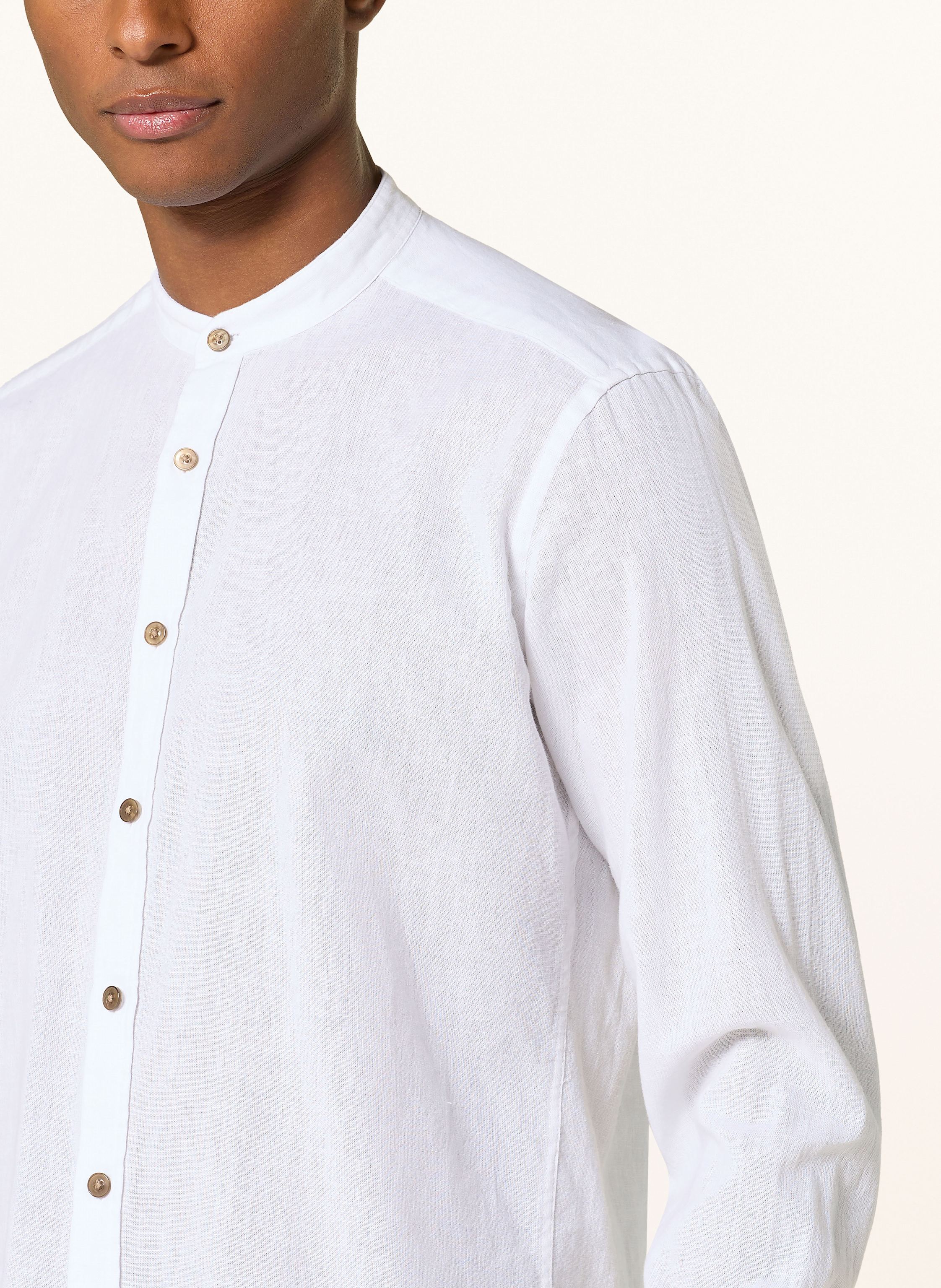 Thumbnail - Strokesman's Hemd Regular Fit Mit Leinen Und Stehkragen weiss