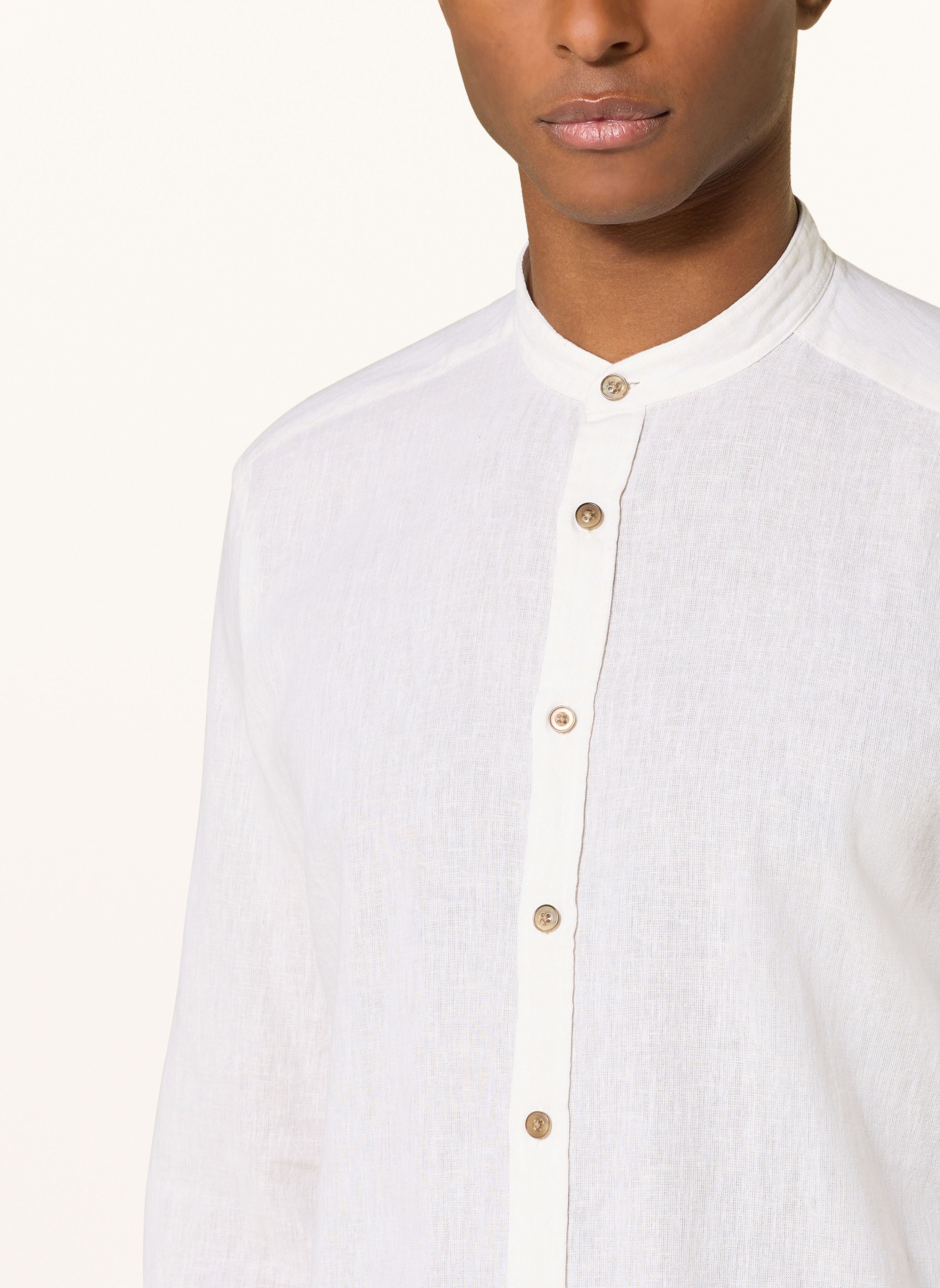 Thumbnail - Strokesman's Hemd Regular Fit Mit Leinen Und Stehkragen beige