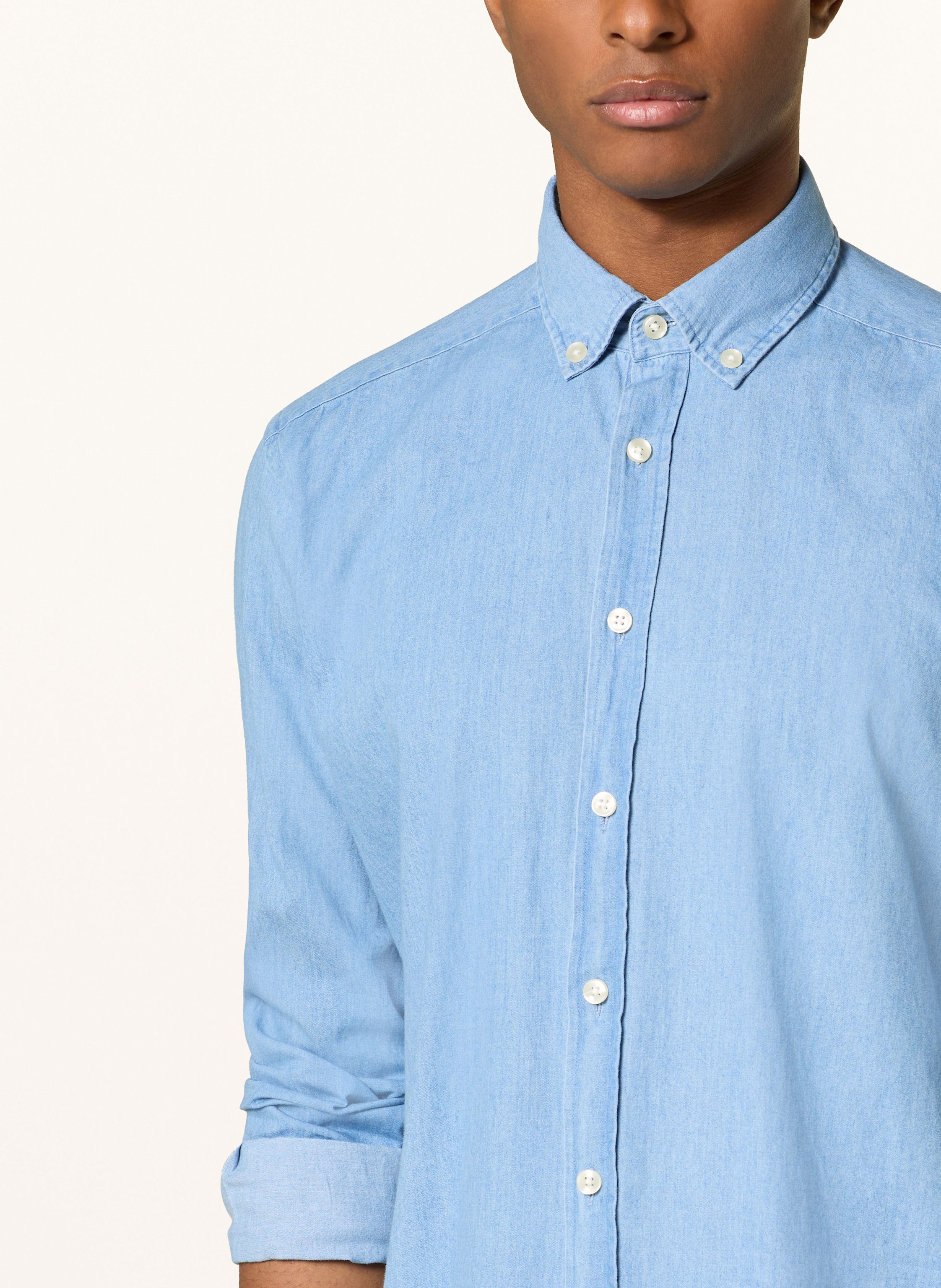 Thumbnail - Strokesman's Hemd Regular Fit In Jeansoptik blau