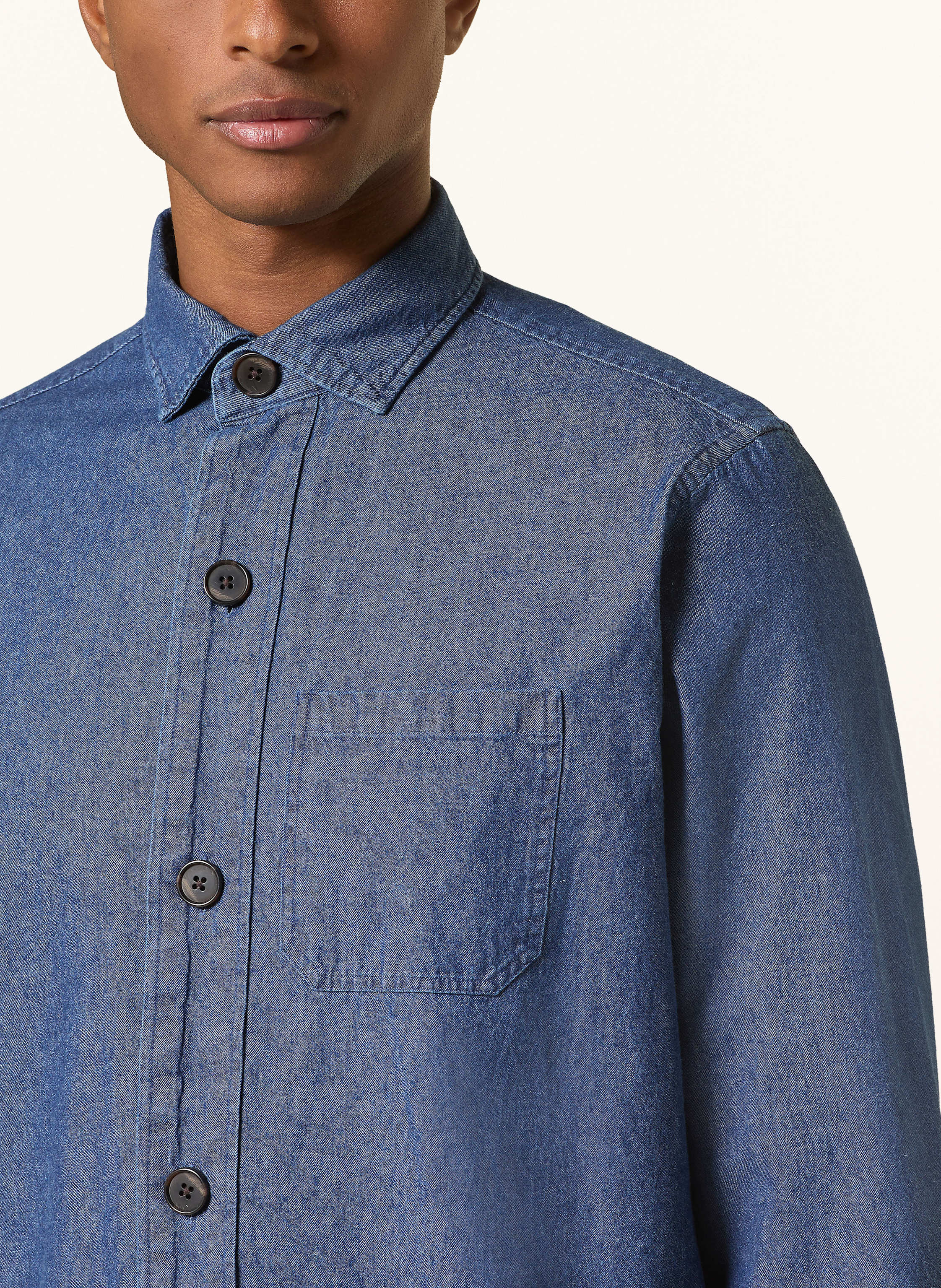 Thumbnail - Strokesman's Overshirt In Jeansoptik blau