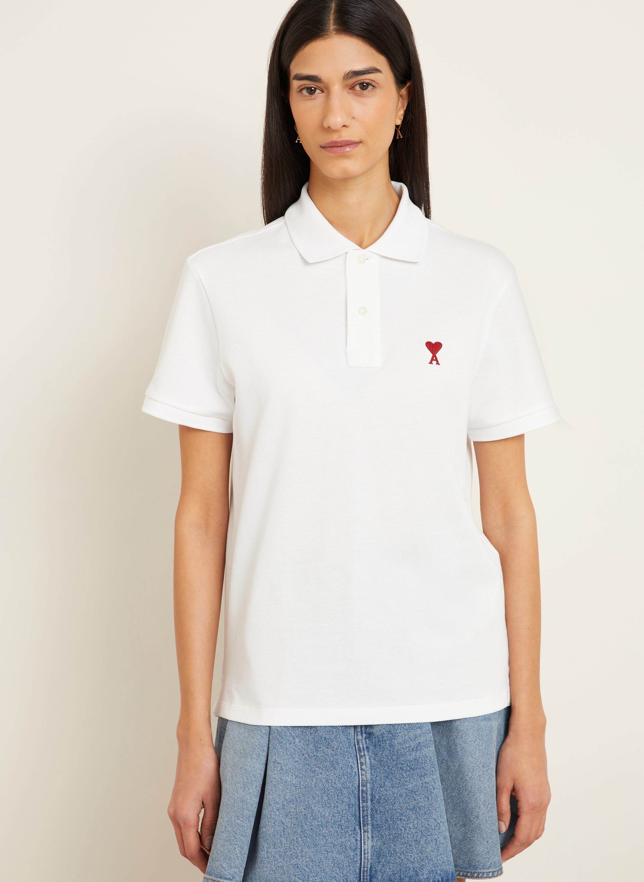Thumbnail - Ami Paris Piqué-Poloshirt weiss
