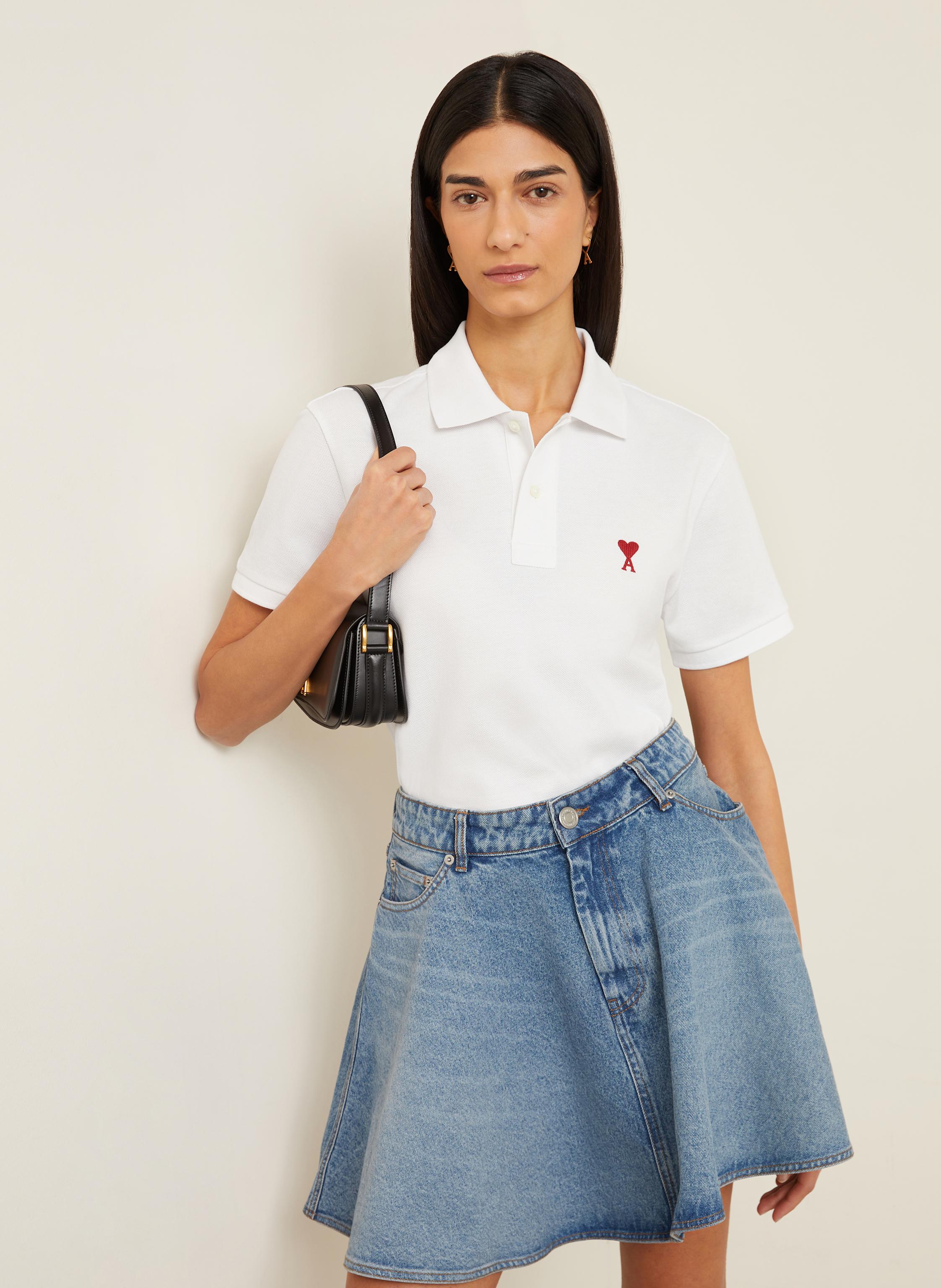 Thumbnail - Ami Paris Piqué-Poloshirt weiss