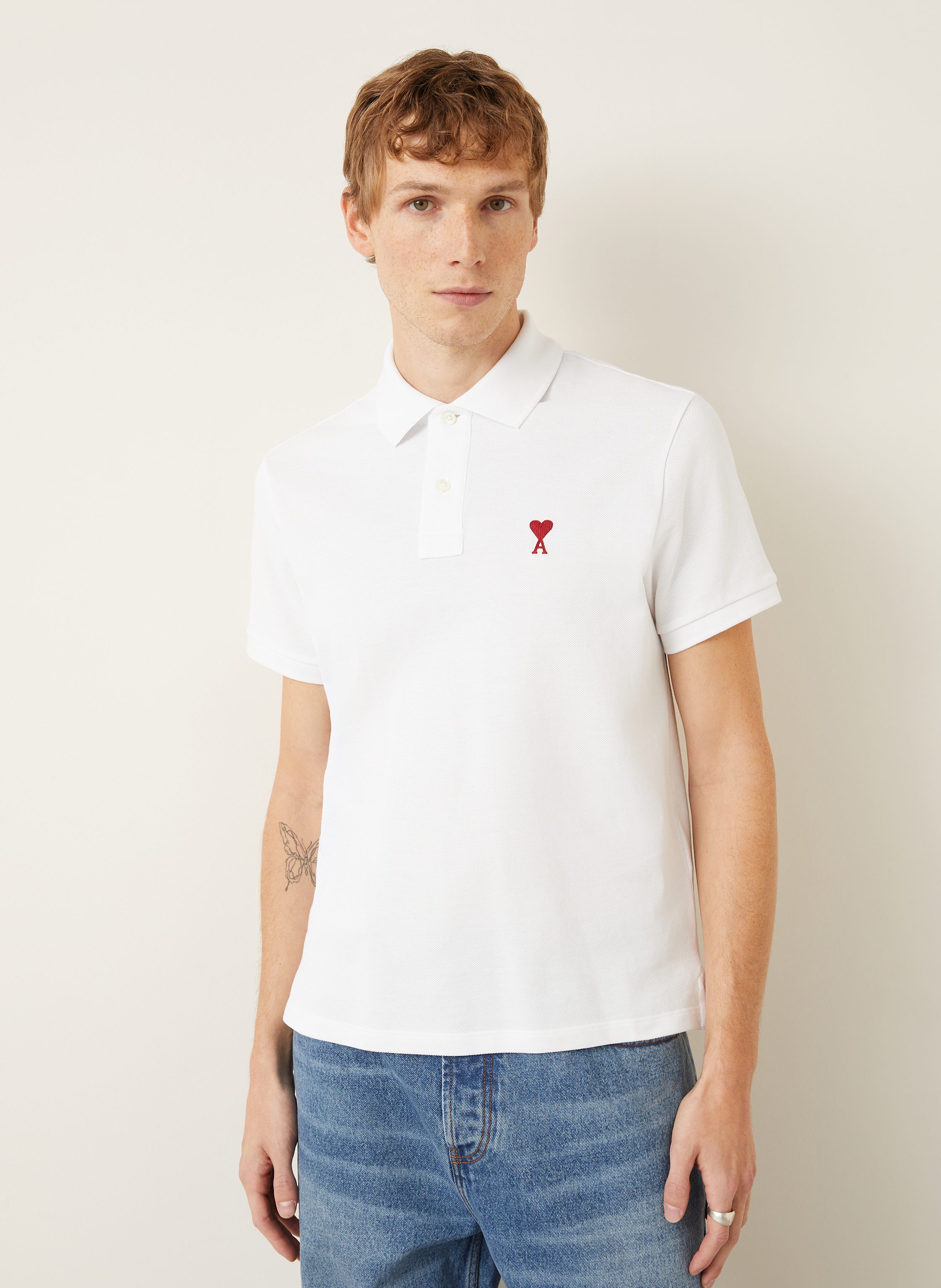 Thumbnail - Ami Paris Piqué-Poloshirt weiss