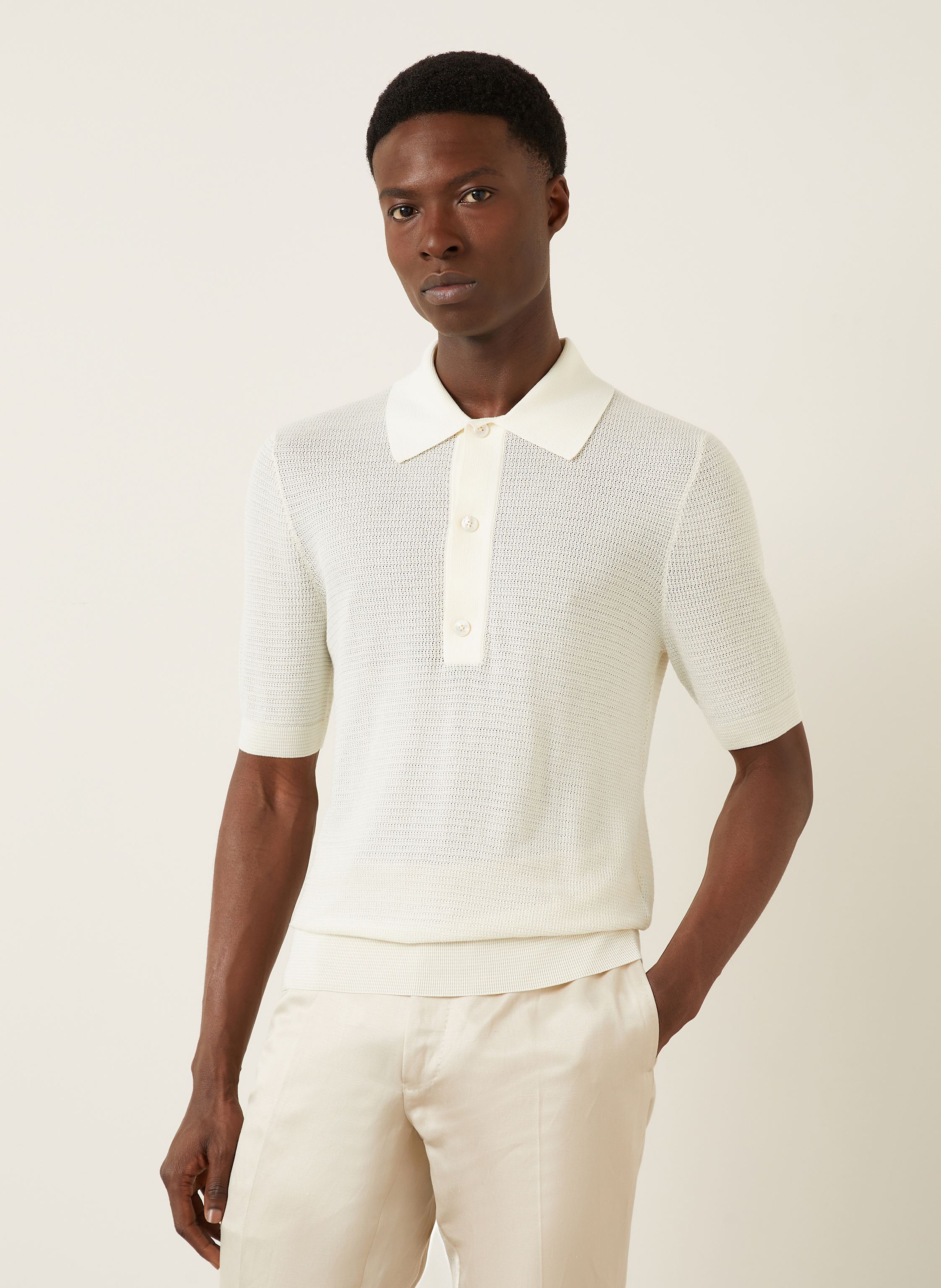 Thumbnail - Tom Ford Strick-Poloshirt Mit Seide weiss