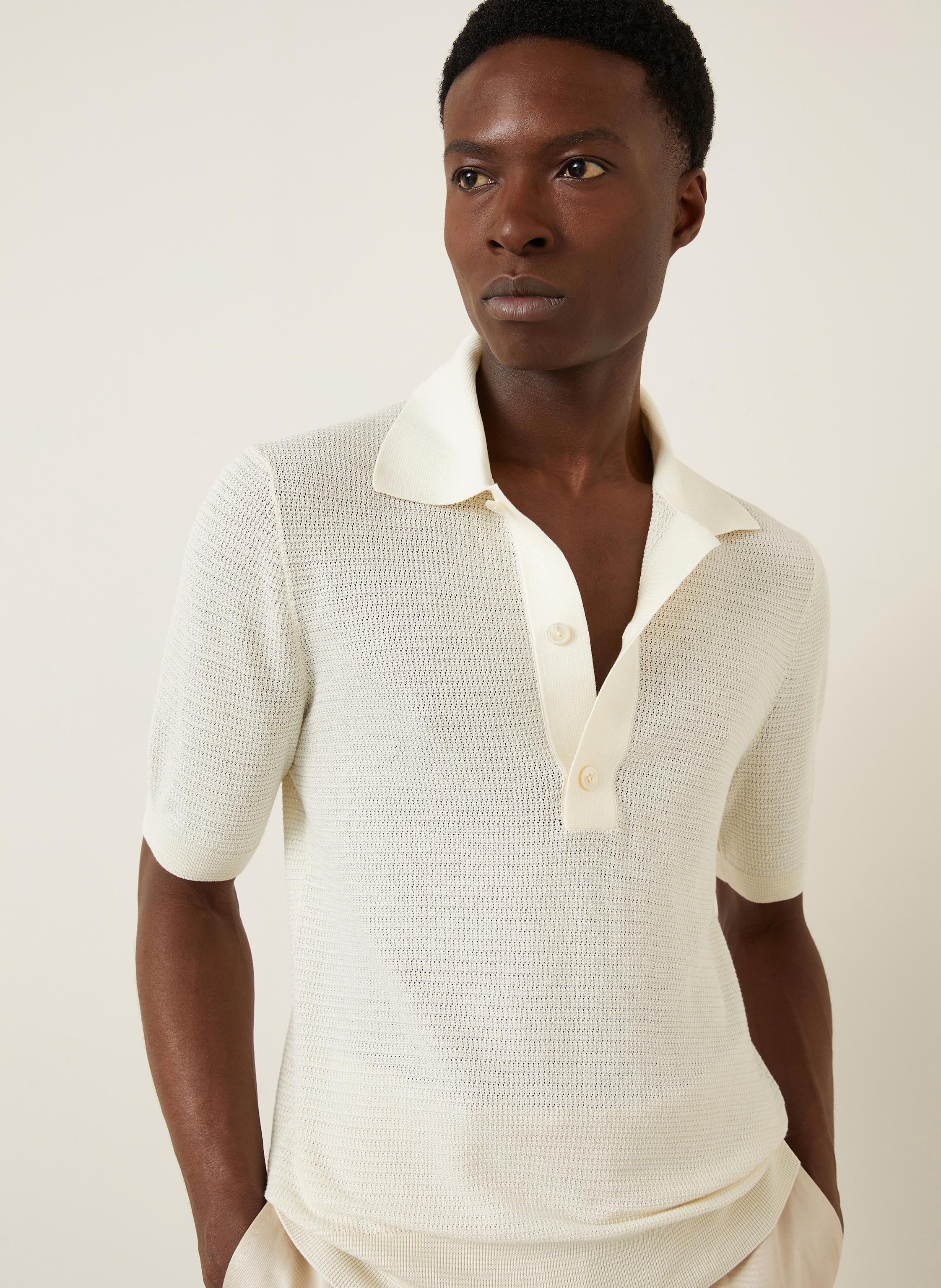 Thumbnail - Tom Ford Strick-Poloshirt Mit Seide weiss