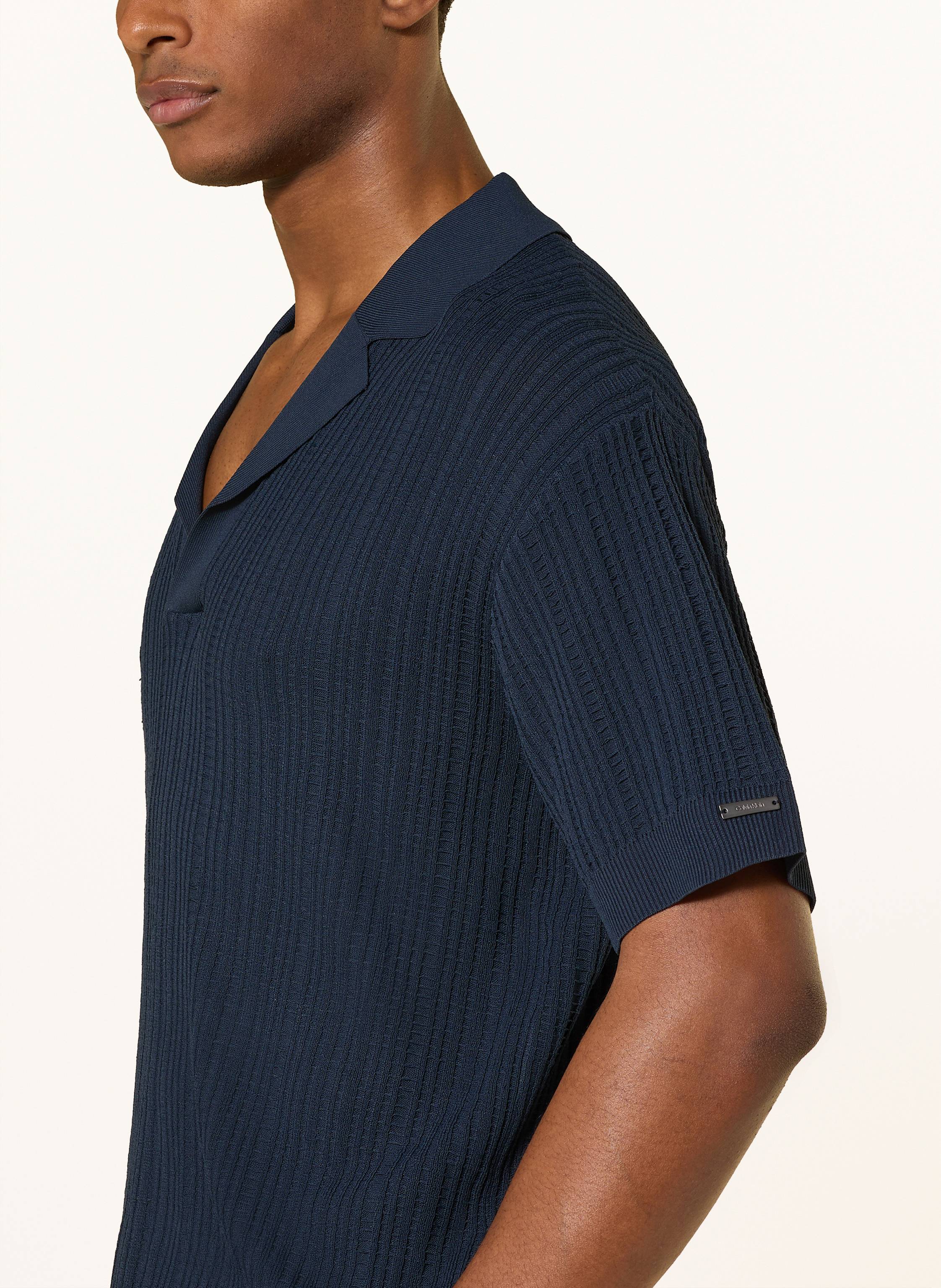 Thumbnail - Calvin Klein Strick-Poloshirt blau