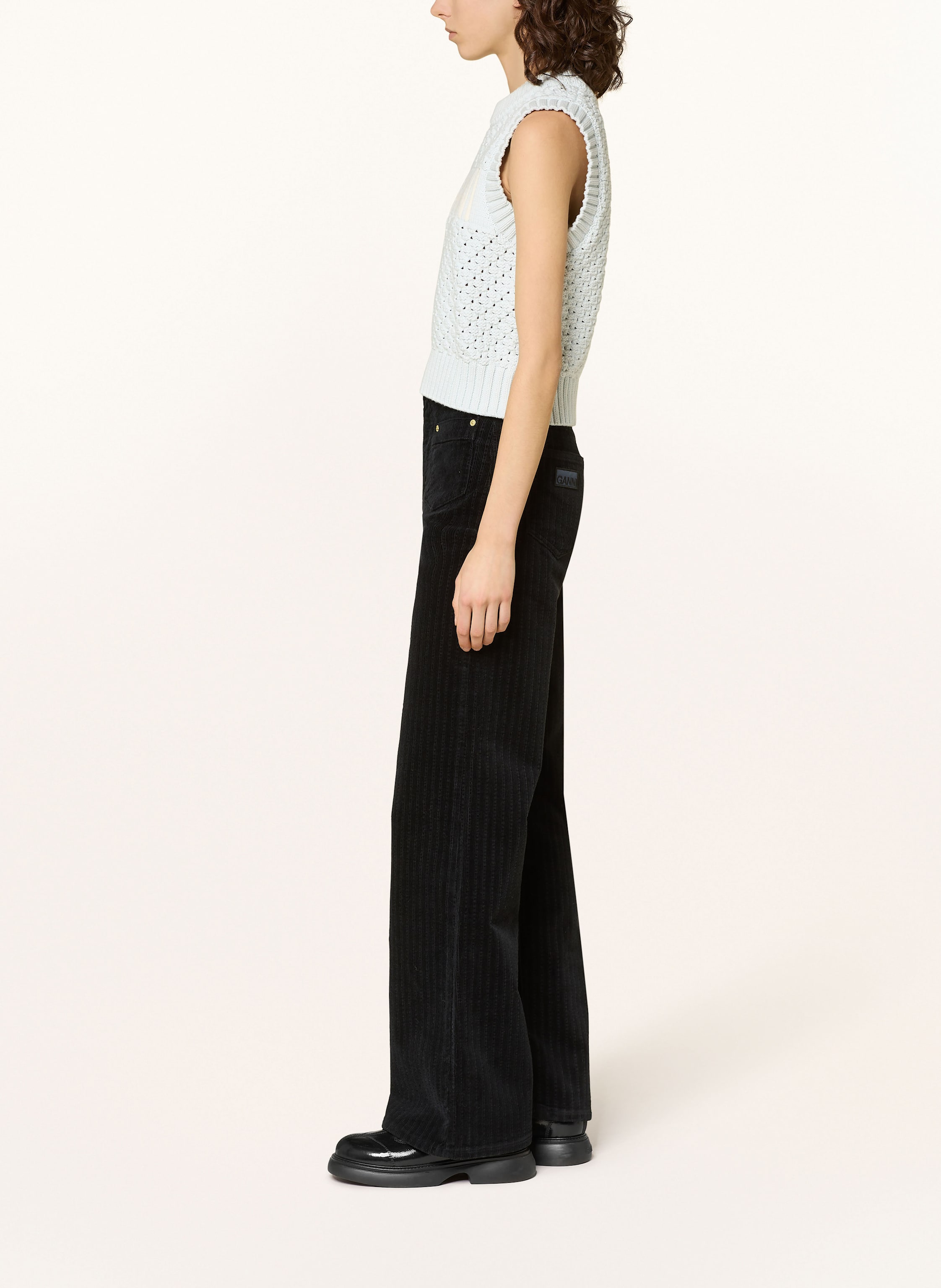 Thumbnail - Ganni Cordhose Magny schwarz