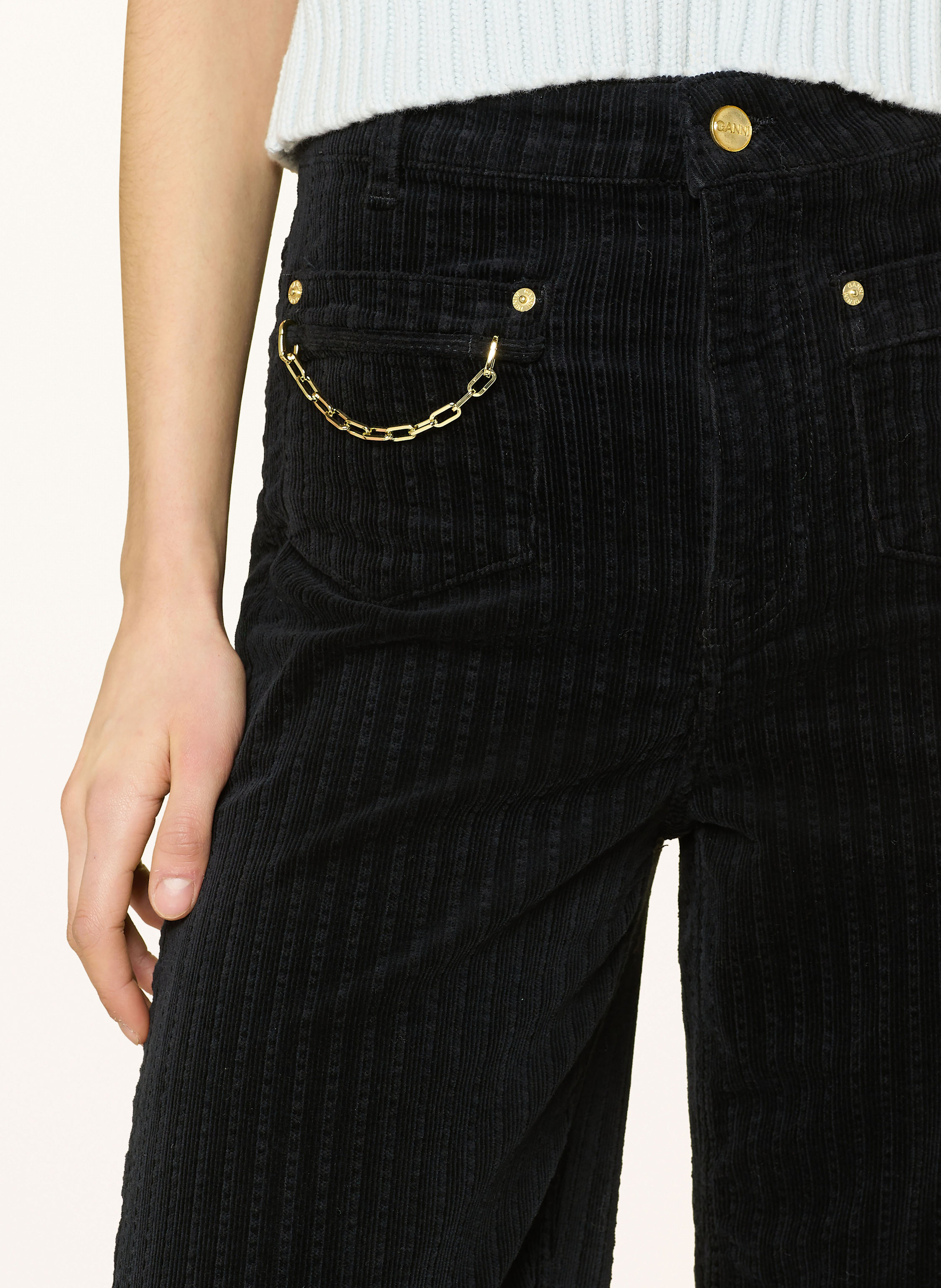 Thumbnail - Ganni Cordhose Magny schwarz