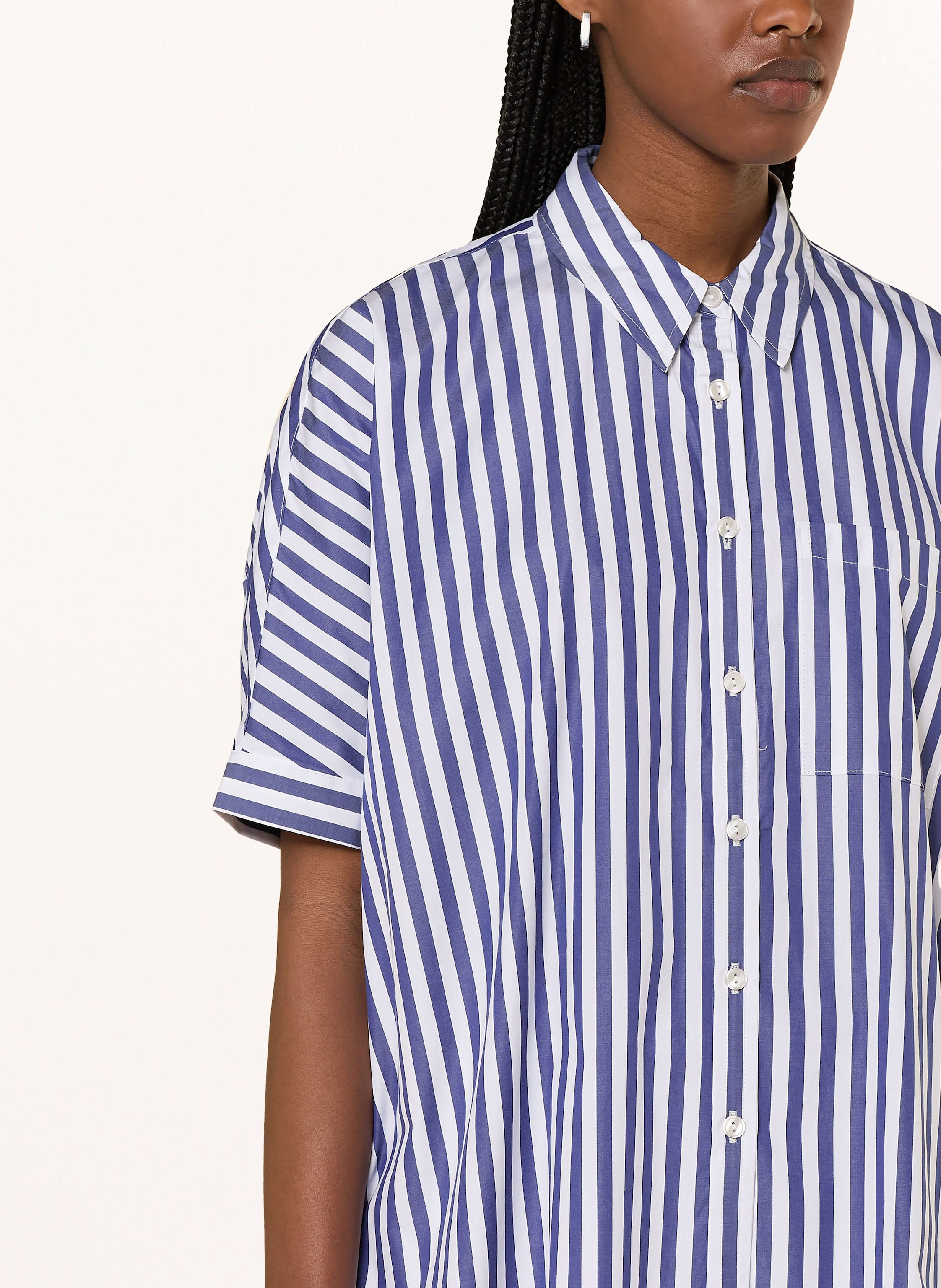 Thumbnail - True Religion Oversized-Hemdbluse blau