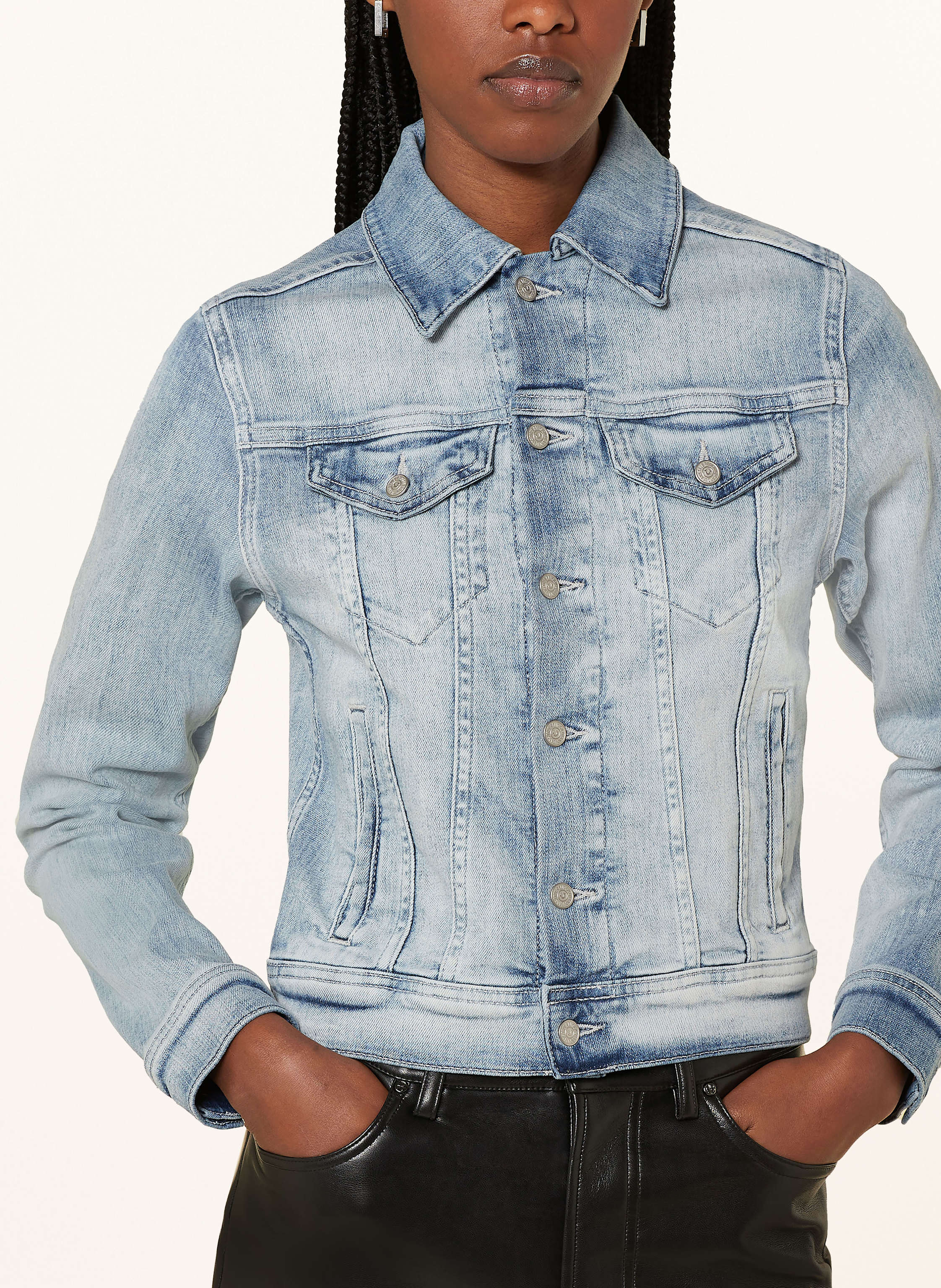 Thumbnail - True Religion Cropped-Jeansjacke blau