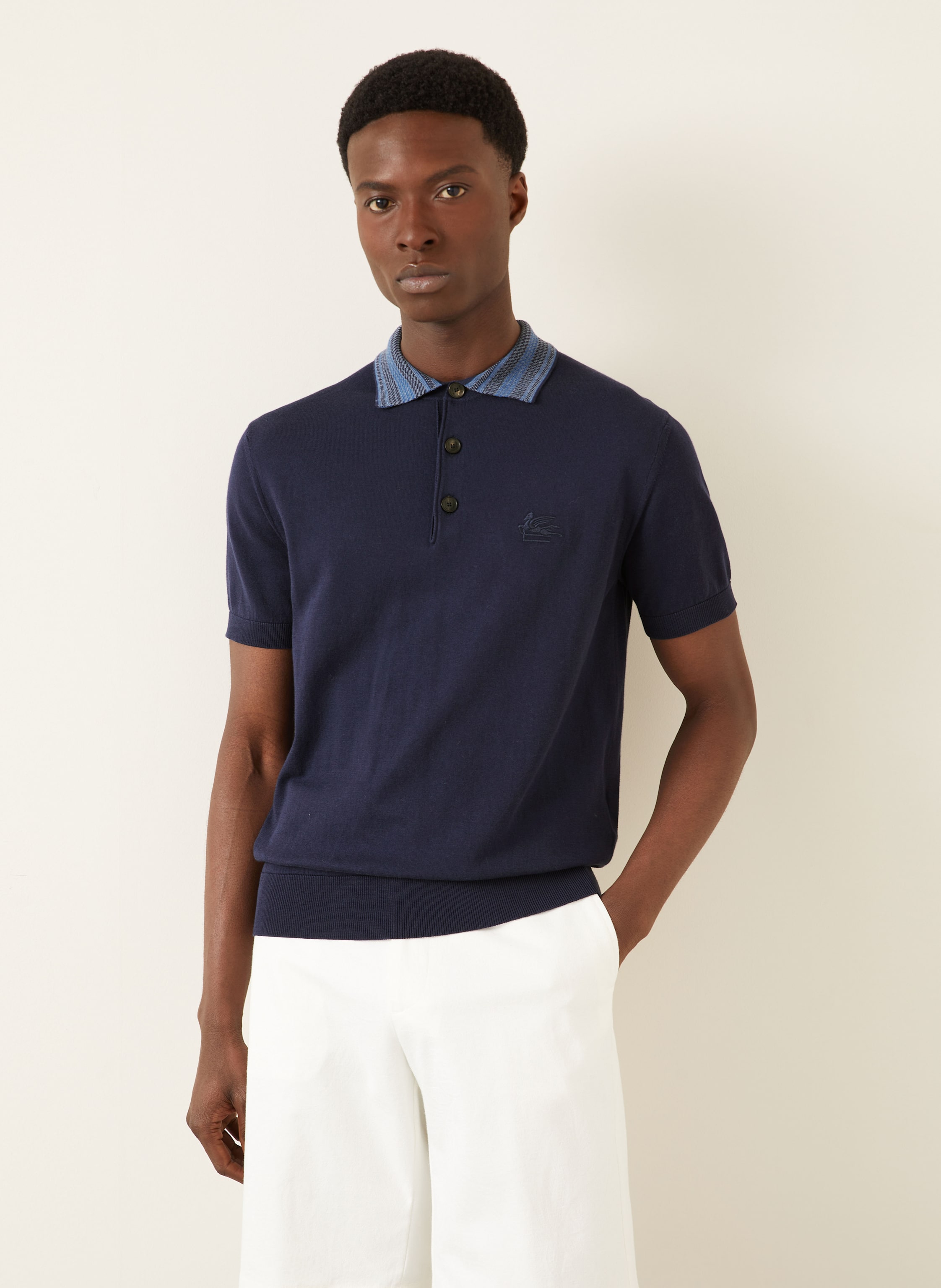 Thumbnail - Etro Strick-Poloshirt blau