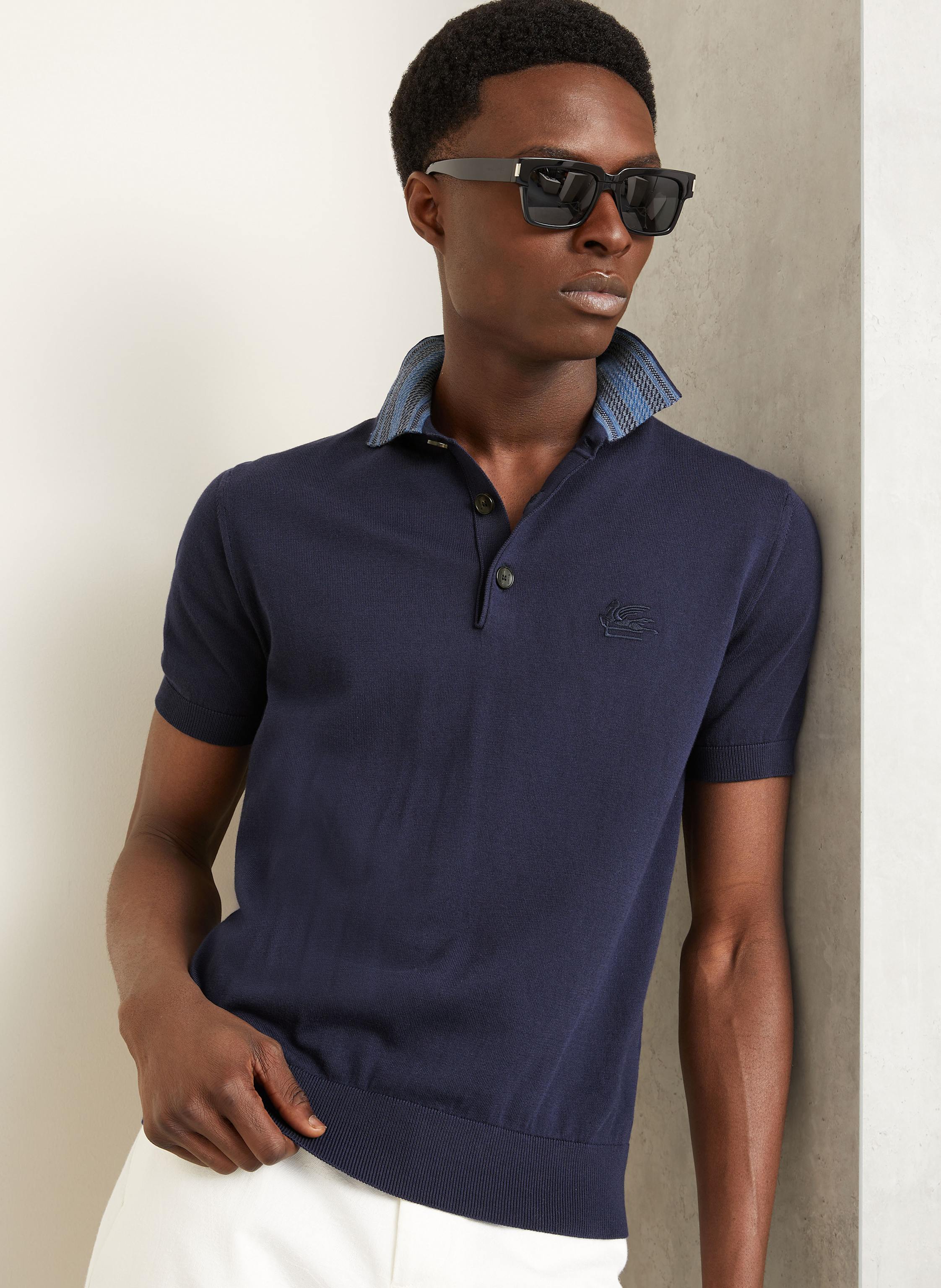 Thumbnail - Etro Strick-Poloshirt blau