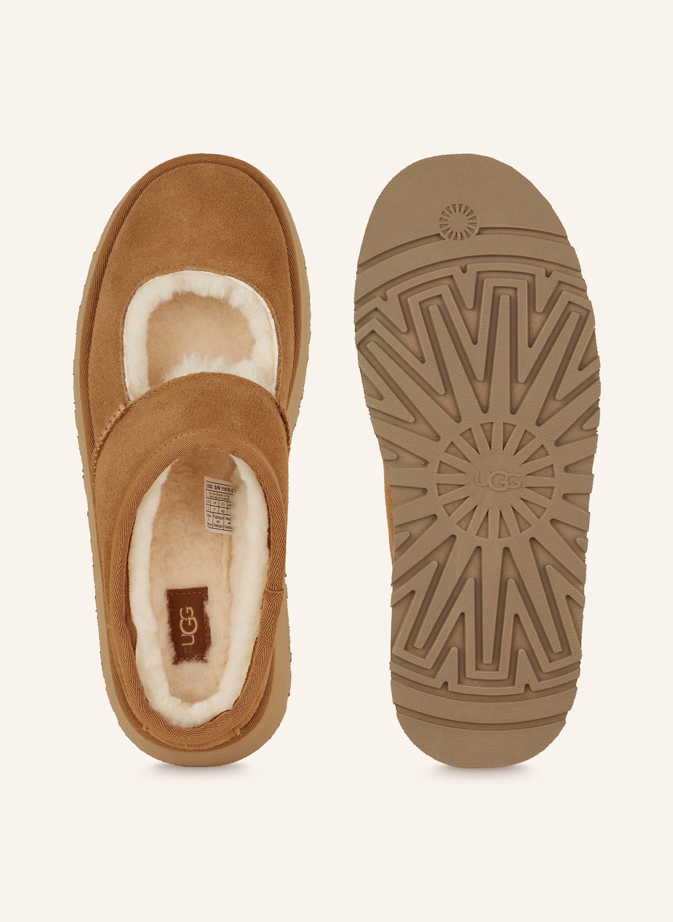 Thumbnail - Ugg Mary-Jane-Pantoletten Bea braun