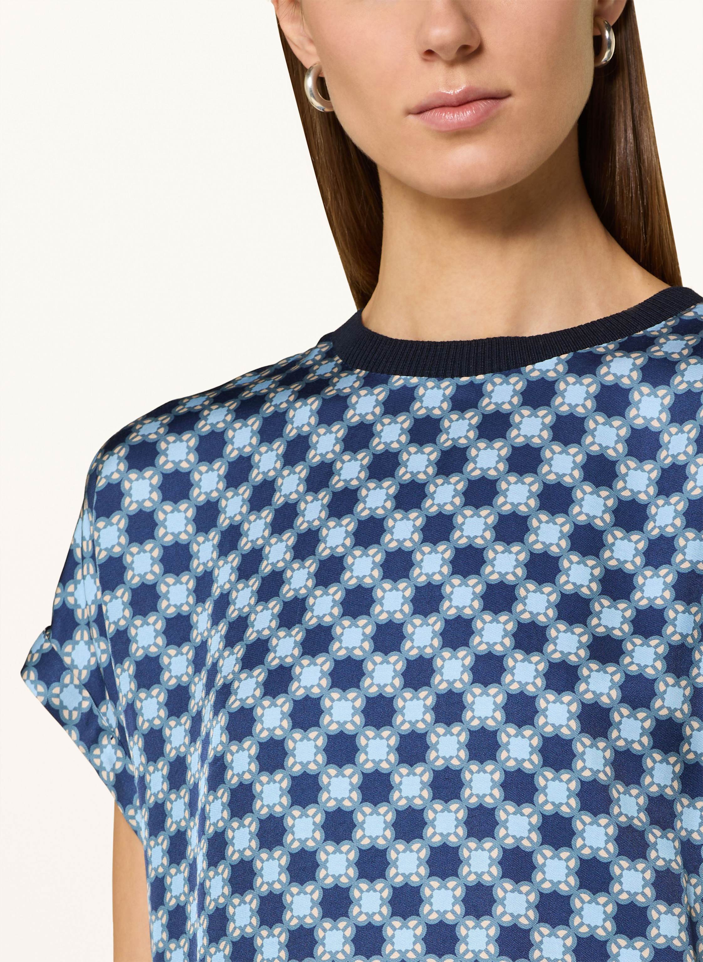 Thumbnail - Elena Miro Blusenshirt Im Materialmix blau