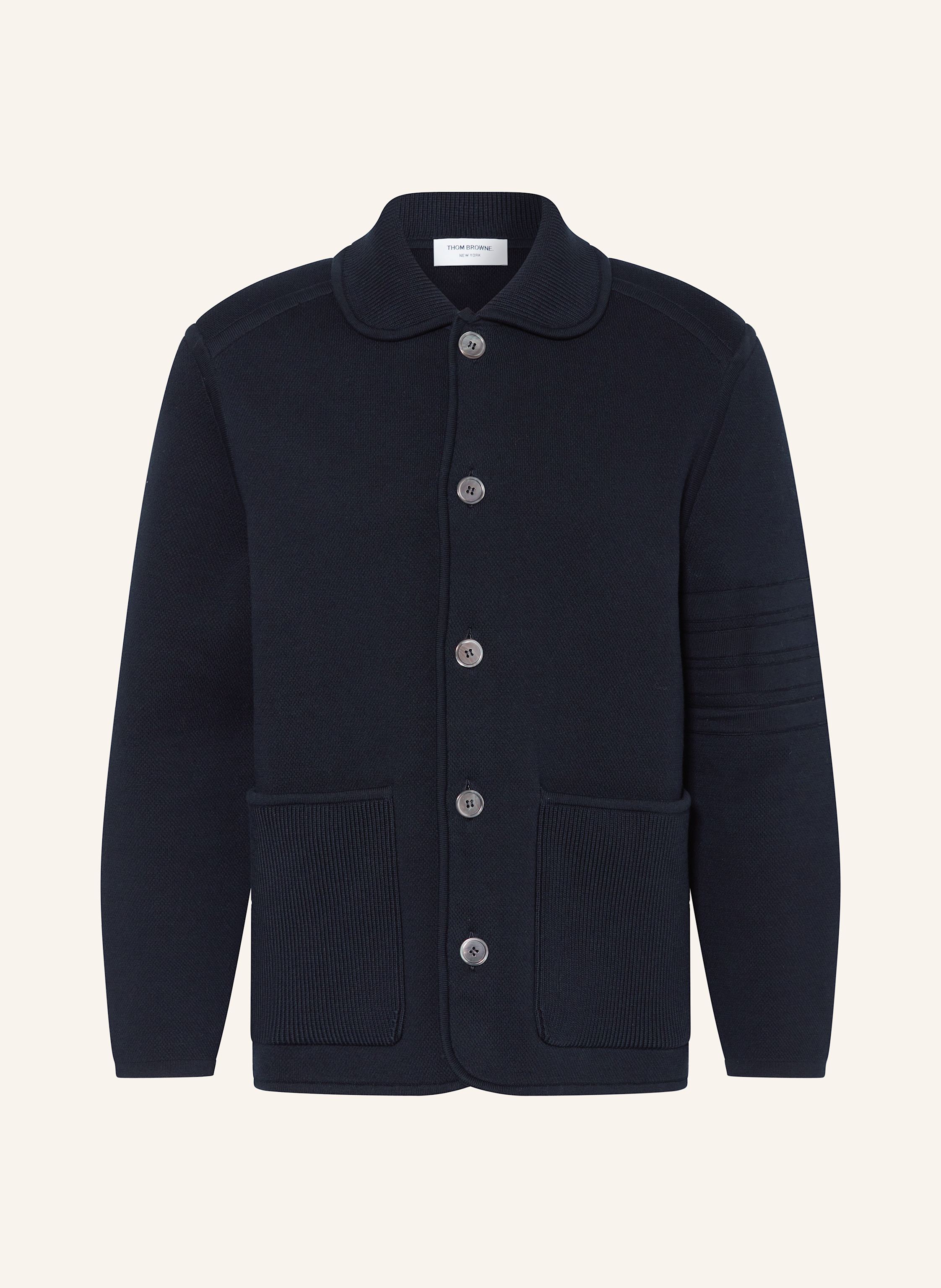 THOM BROWNE. Cardigan in dark blue