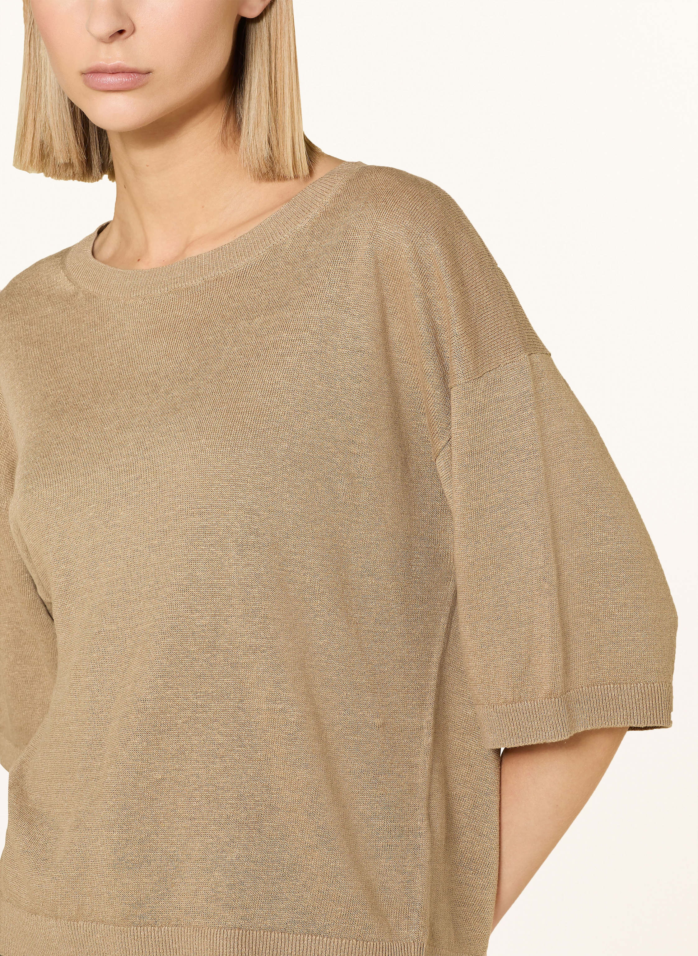 Thumbnail - Darling Harbour Strickshirt Aus Leinen beige