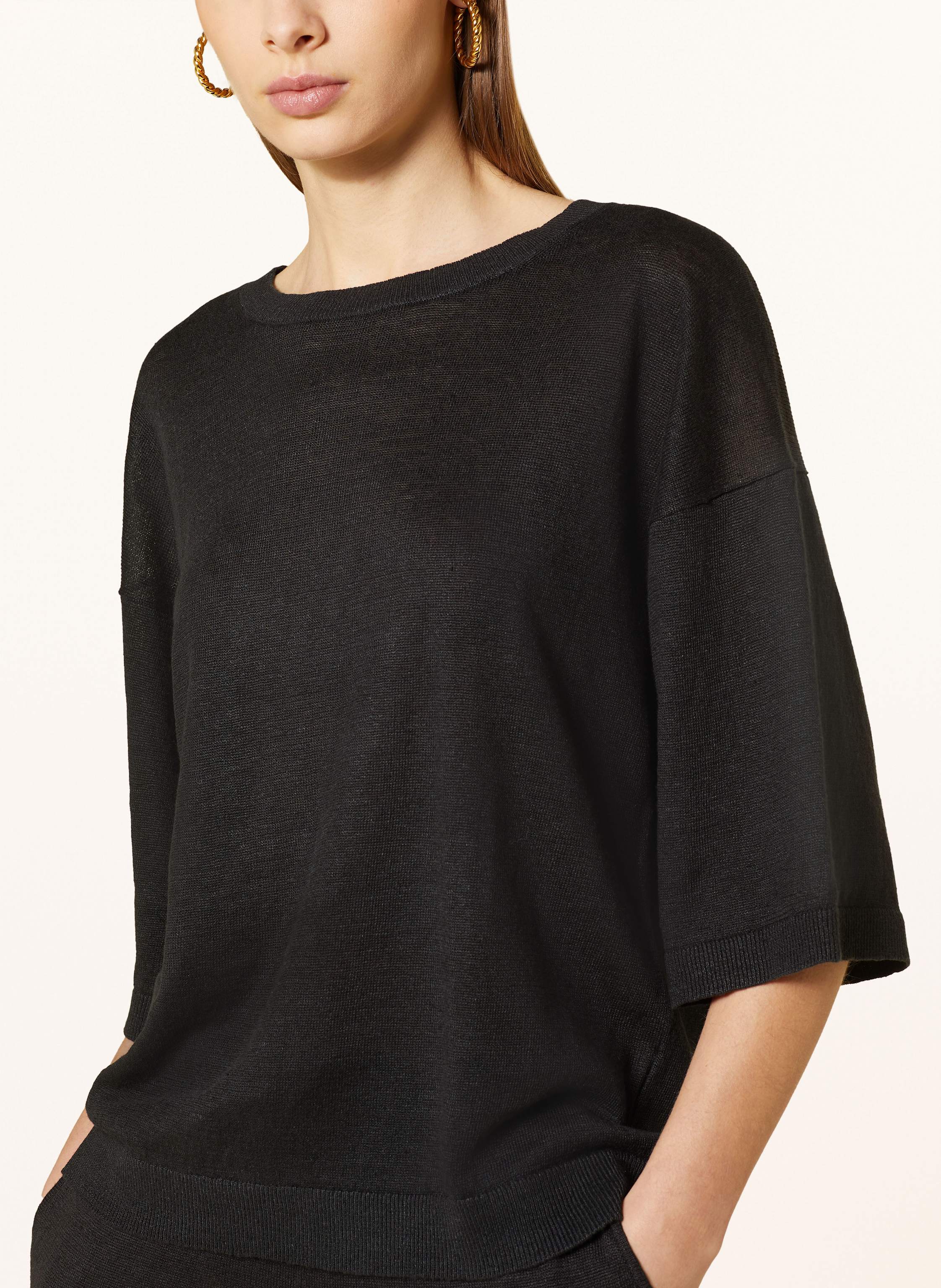 Thumbnail - Darling Harbour Strickshirt Aus Leinen schwarz