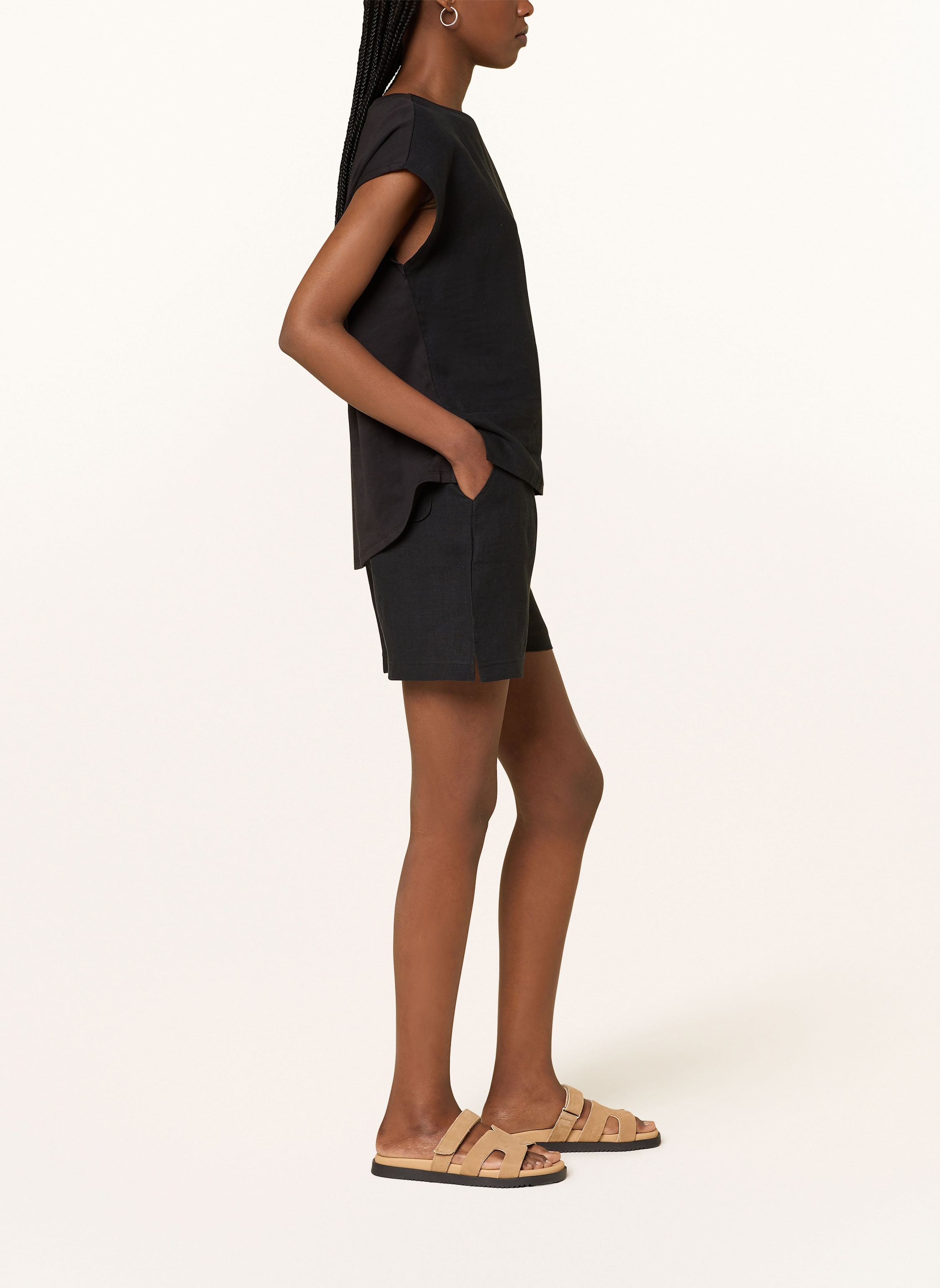 Thumbnail - Darling Harbour Leinenshorts schwarz