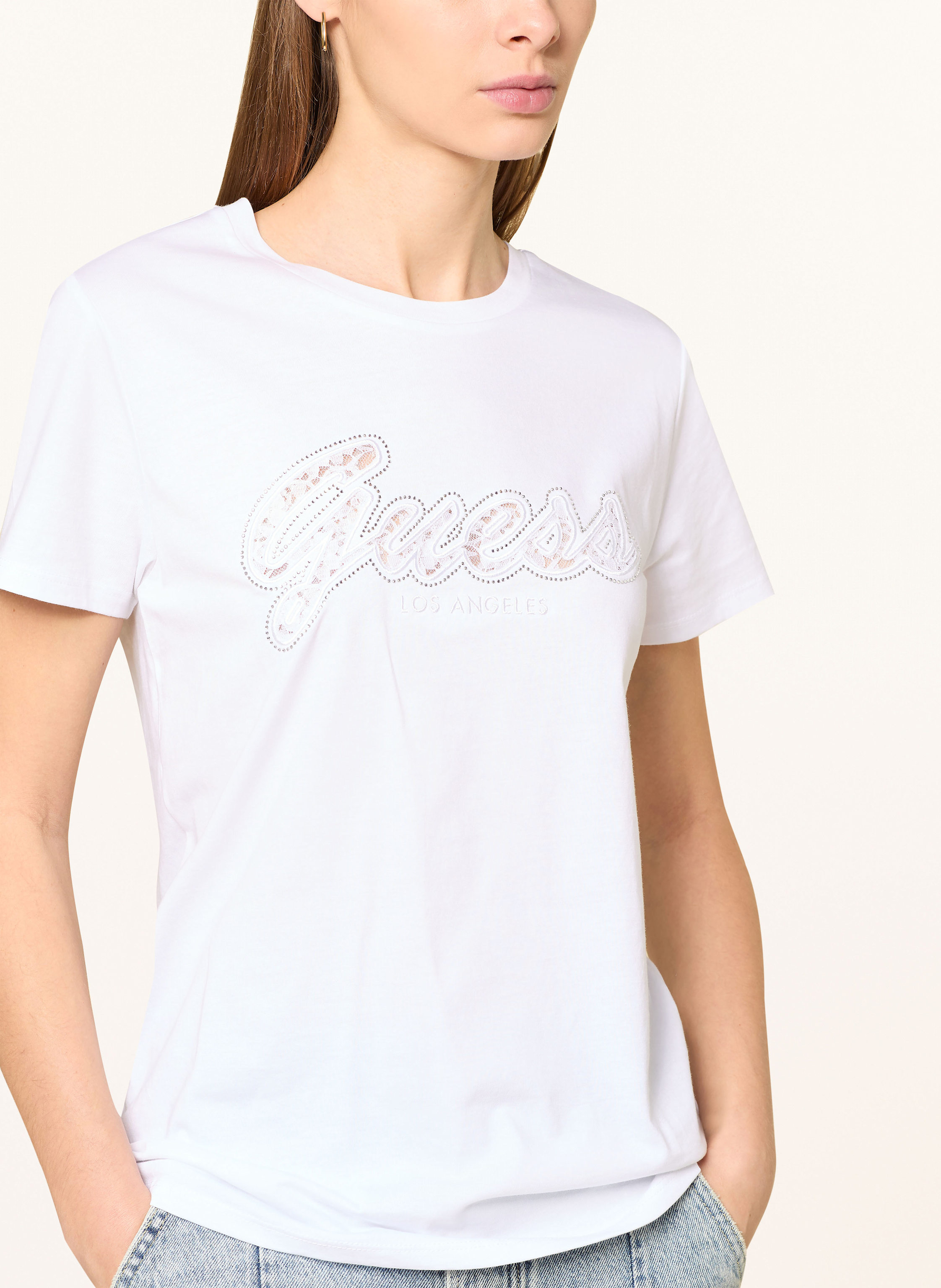 Thumbnail - Guess T-Shirt Mit Schmucksteinen weiss