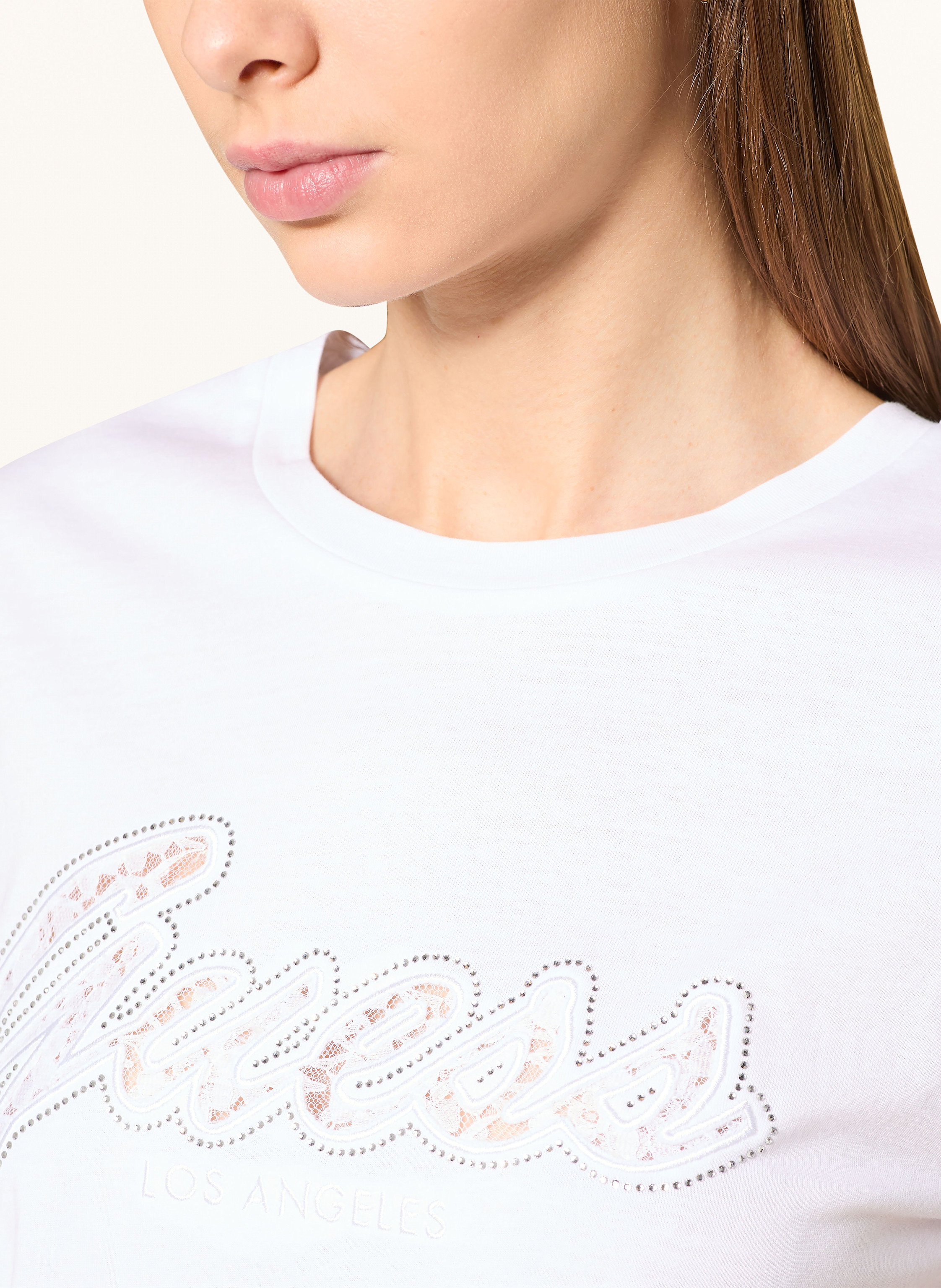 Thumbnail - Guess T-Shirt Mit Schmucksteinen weiss